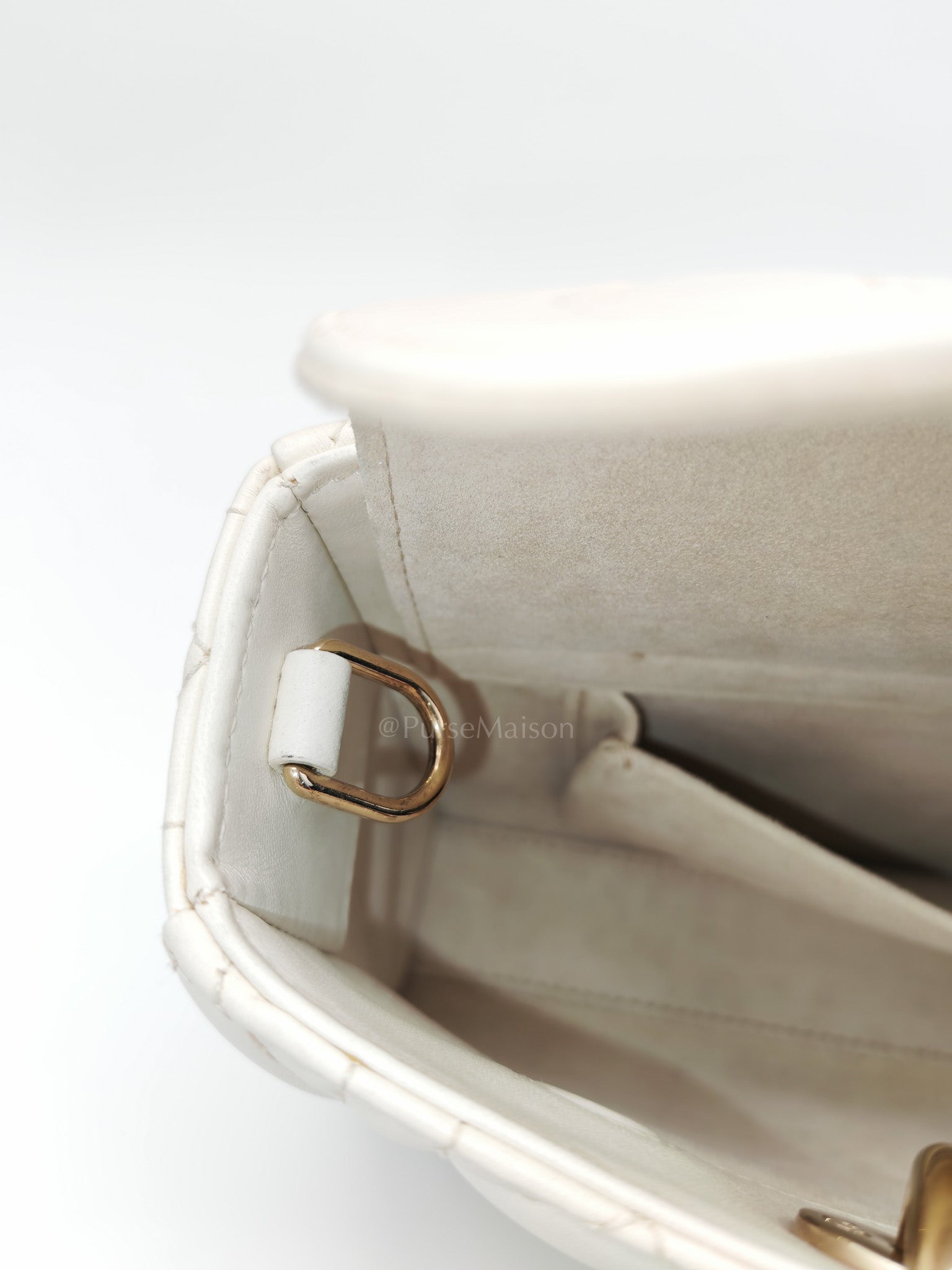 Lady D-Joy Medium Off-White Cannage Lambskin Leather in Light Gold Hardware | Purse Maison Luxury Bags Shop