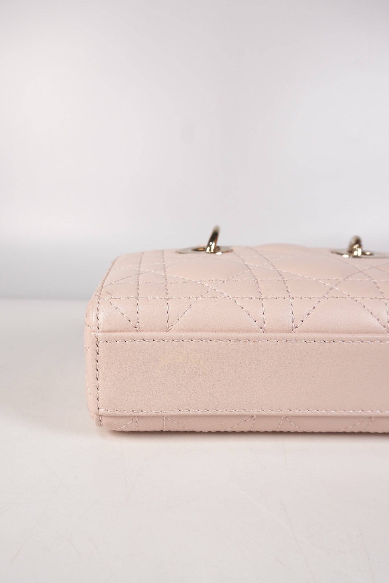 Lady D-joy Micro in Rose Poudre Cannage Lambskin Leather Light Gold hardware | Purse Maison Luxury Bags Shop