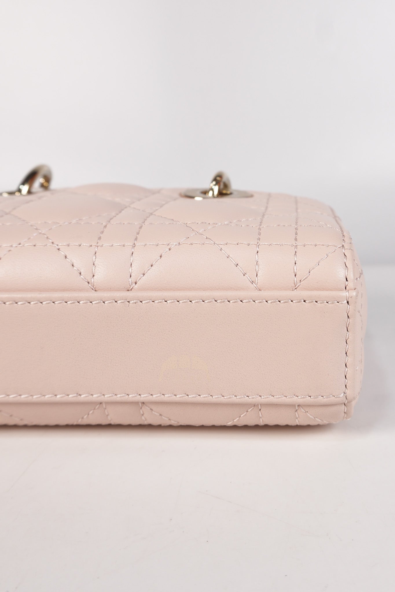 Lady D-joy Micro in Rose Poudre Cannage Lambskin Leather Light Gold hardware | Purse Maison Luxury Bags Shop