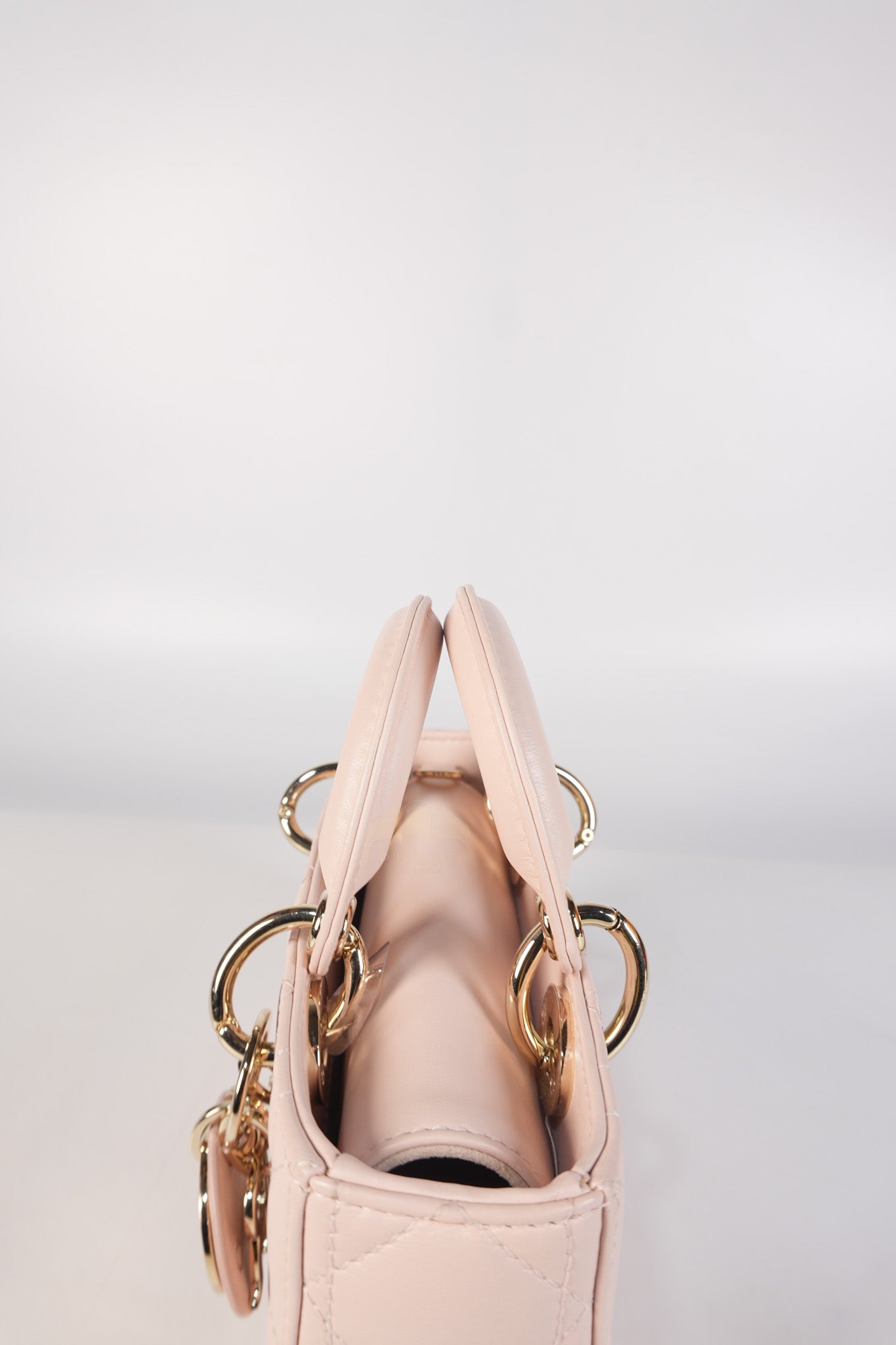Lady D-joy Micro in Rose Poudre Cannage Lambskin Leather Light Gold hardware | Purse Maison Luxury Bags Shop