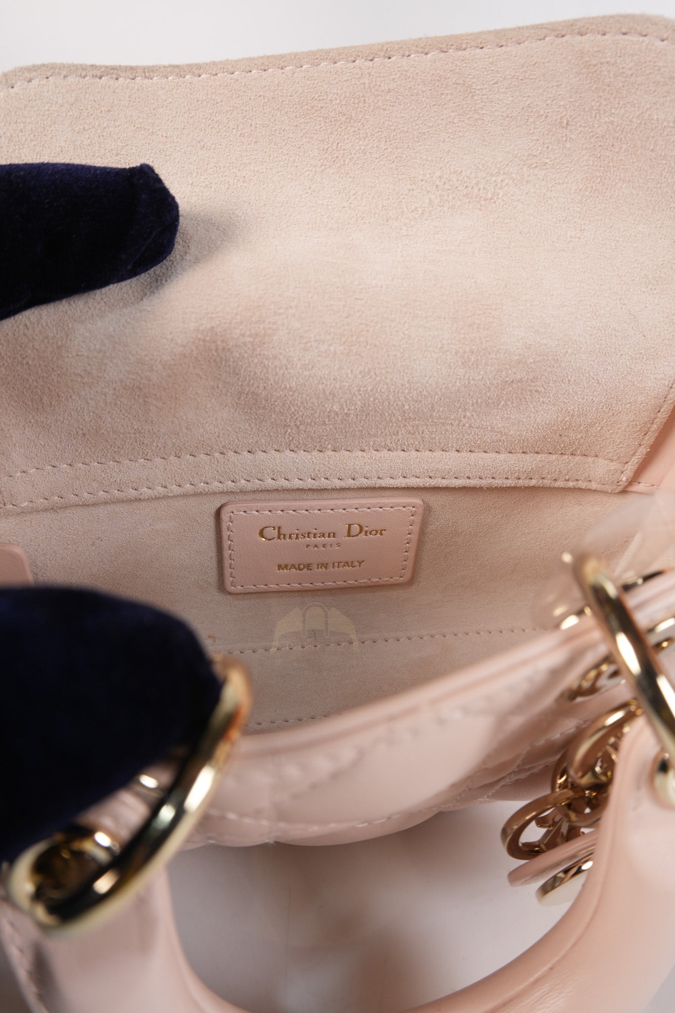 Lady D-joy Micro in Rose Poudre Cannage Lambskin Leather Light Gold hardware | Purse Maison Luxury Bags Shop