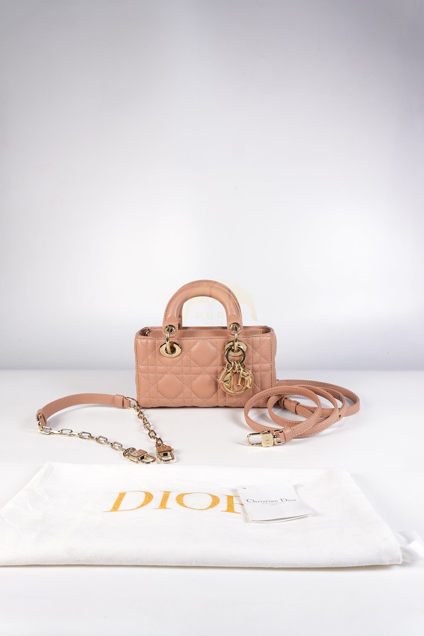 Lady D-Joy Micro Rose De Vents Light Gold Hardware | Purse Maison Luxury Bags Shop