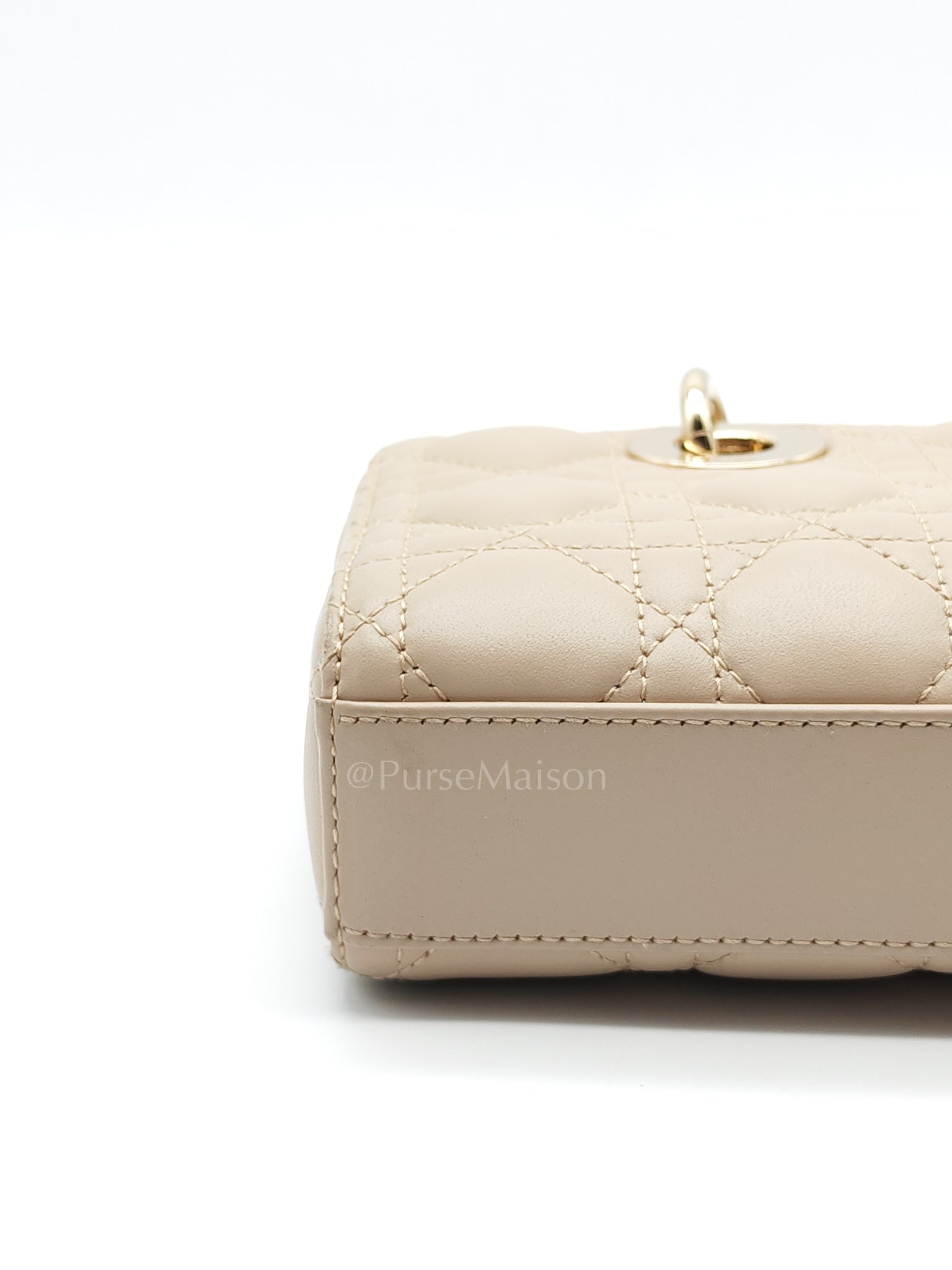 Lady D-Joy Small in Powder Beige Lambskin Leather Shoulder Bag | Purse Maison Luxury Bags Shop