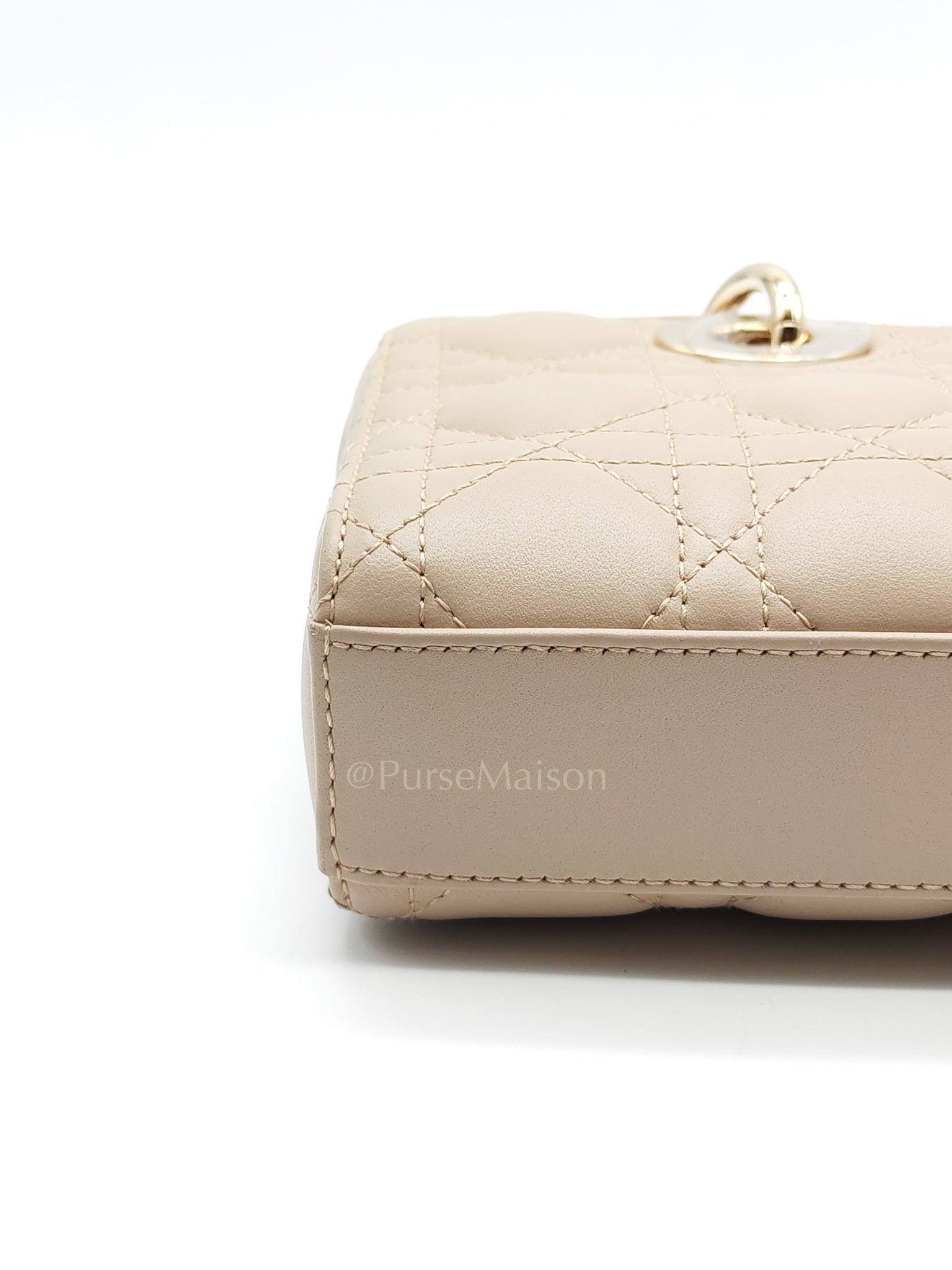 Lady D-Joy Small in Powder Beige Lambskin Leather Shoulder Bag | Purse Maison Luxury Bags Shop