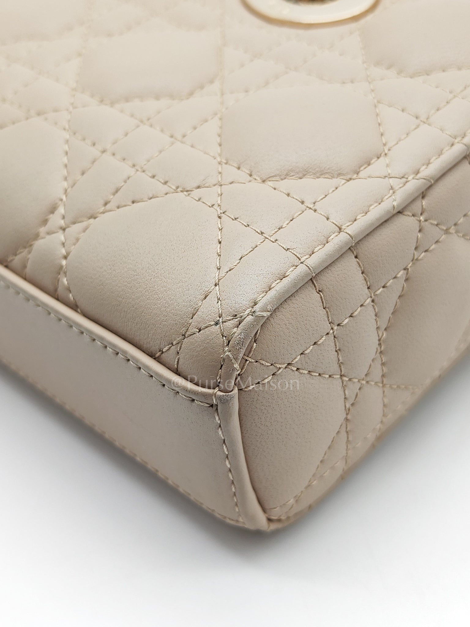 Lady D-Joy Small in Powder Beige Lambskin Leather Shoulder Bag | Purse Maison Luxury Bags Shop