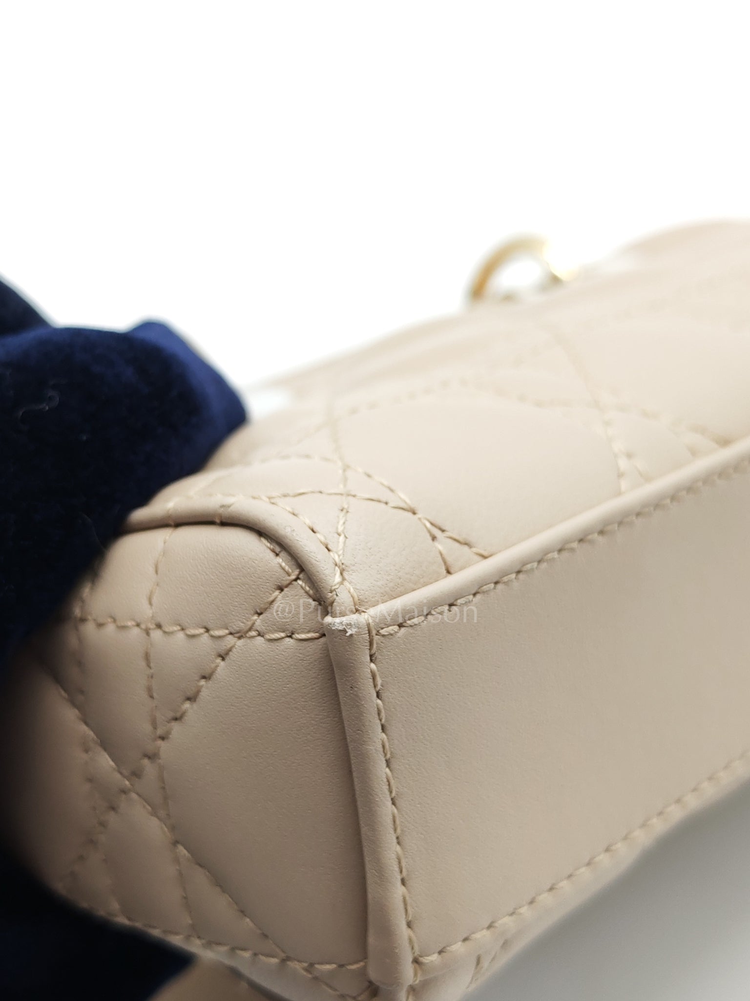Lady D-Joy Small in Powder Beige Lambskin Leather Shoulder Bag | Purse Maison Luxury Bags Shop