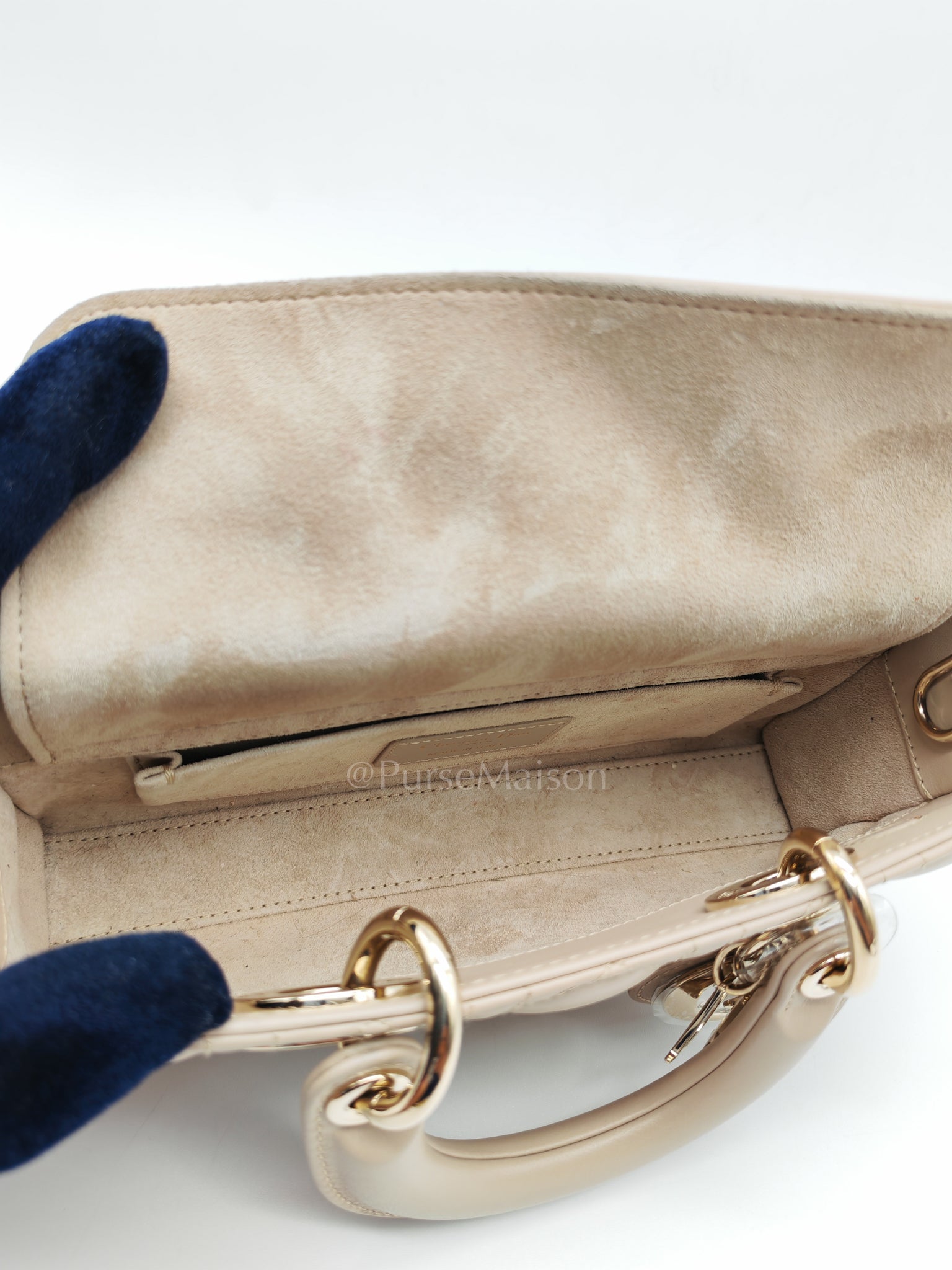 Lady D-Joy Small in Powder Beige Lambskin Leather Shoulder Bag | Purse Maison Luxury Bags Shop