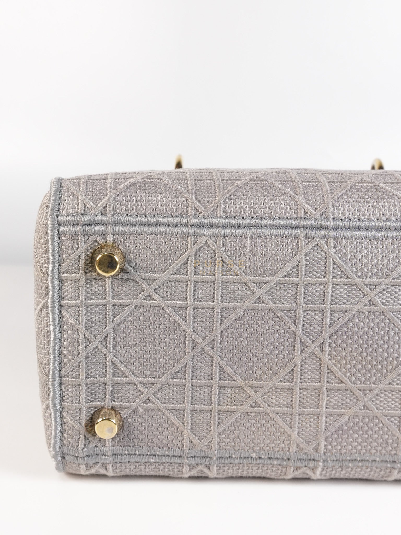 Lady D-Lite in Medium Gray Canvas and Light Gold Hardware | Purse Maison Luxury Bags Shop