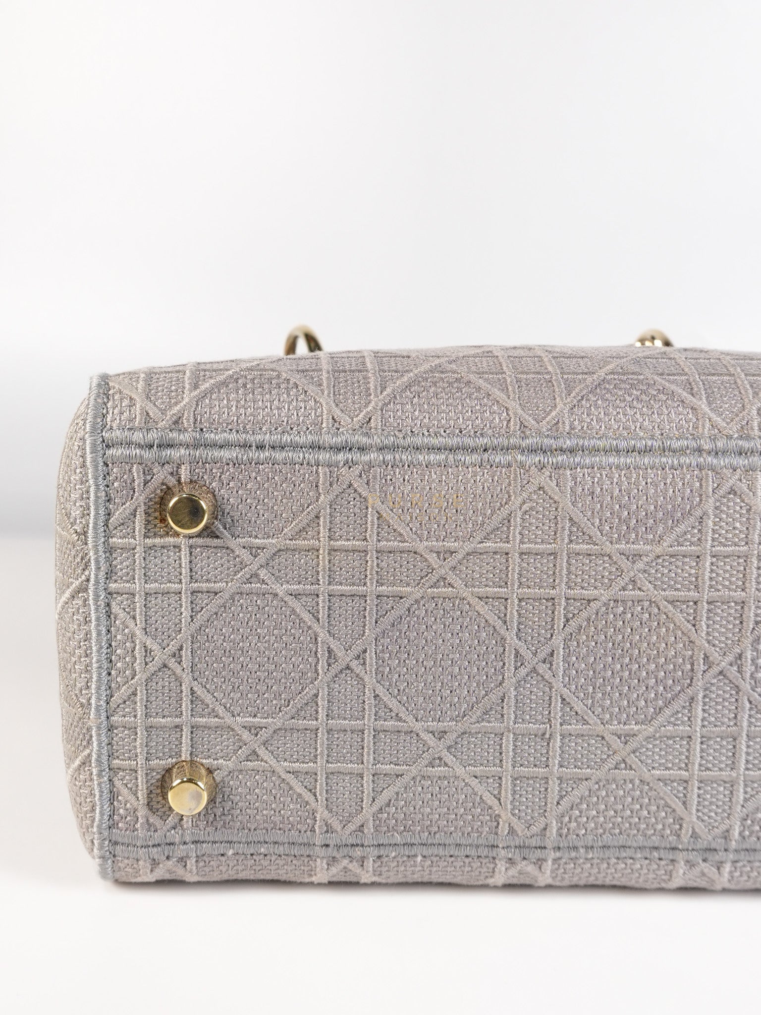 Lady D-Lite in Medium Gray Canvas and Light Gold Hardware | Purse Maison Luxury Bags Shop