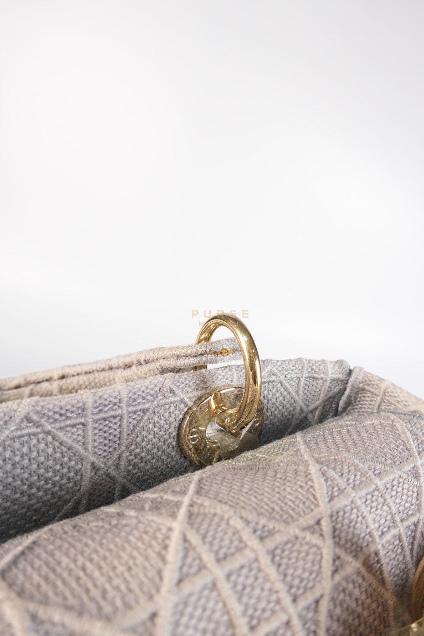Lady D-Lite in Medium Gray Canvas and Light Gold Hardware | Purse Maison Luxury Bags Shop