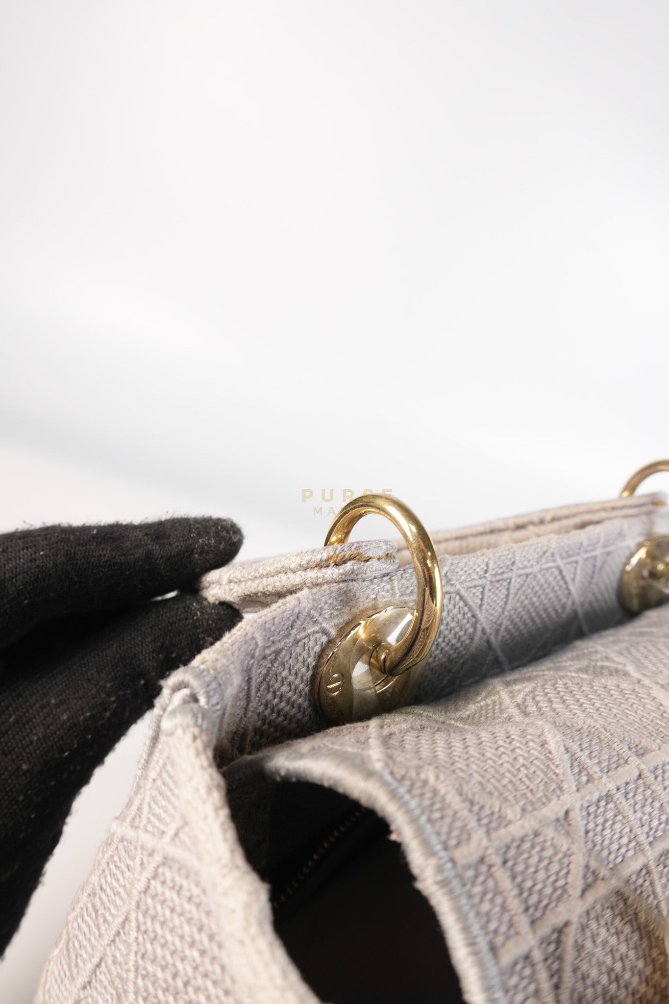 Lady D-Lite in Medium Gray Canvas and Light Gold Hardware | Purse Maison Luxury Bags Shop