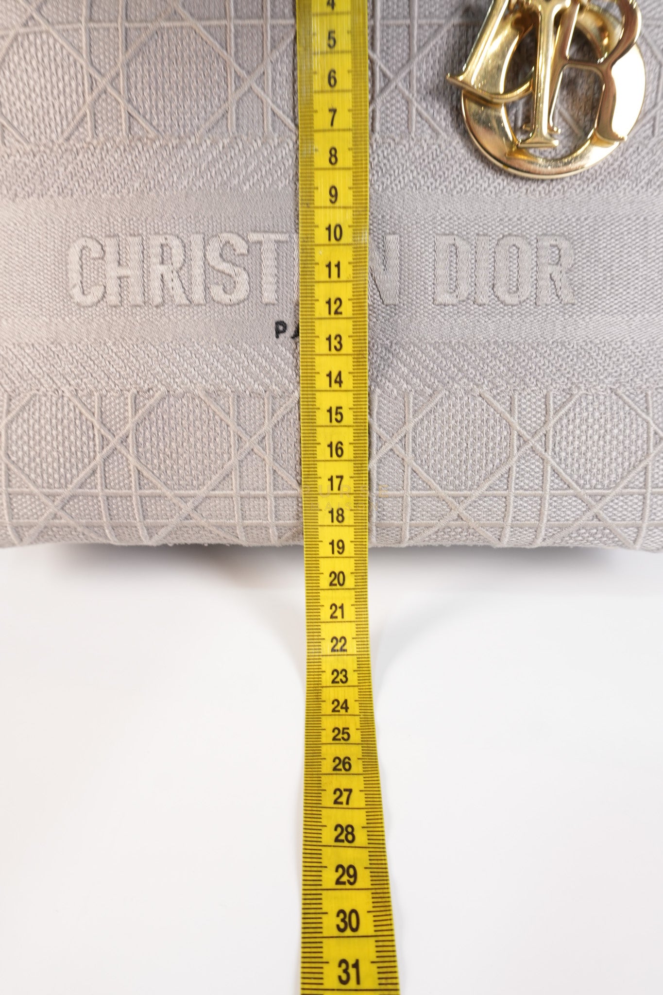 Lady D-Lite in Medium Gray Canvas and Light Gold Hardware | Purse Maison Luxury Bags Shop