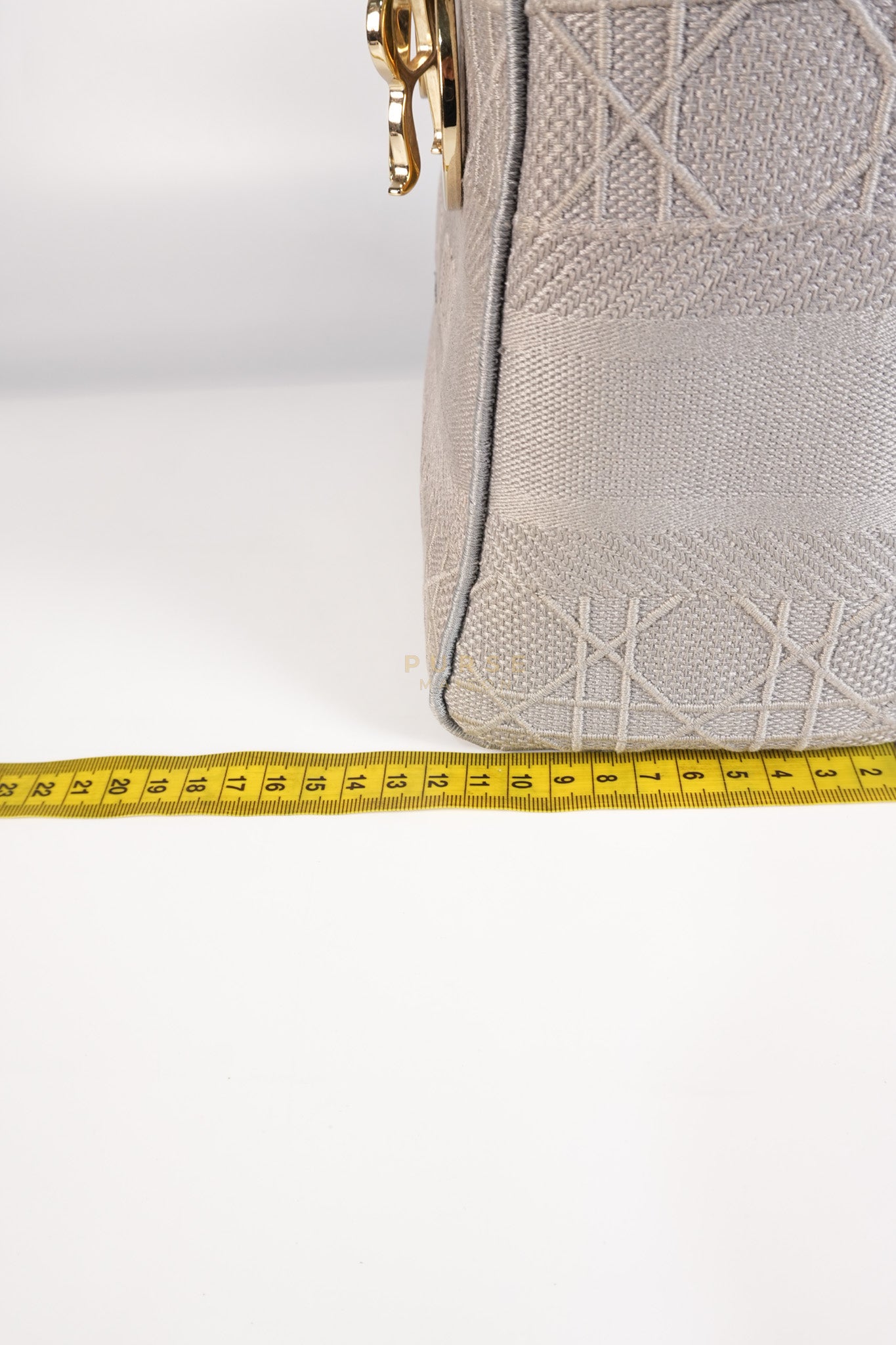 Lady D-Lite in Medium Gray Canvas and Light Gold Hardware | Purse Maison Luxury Bags Shop