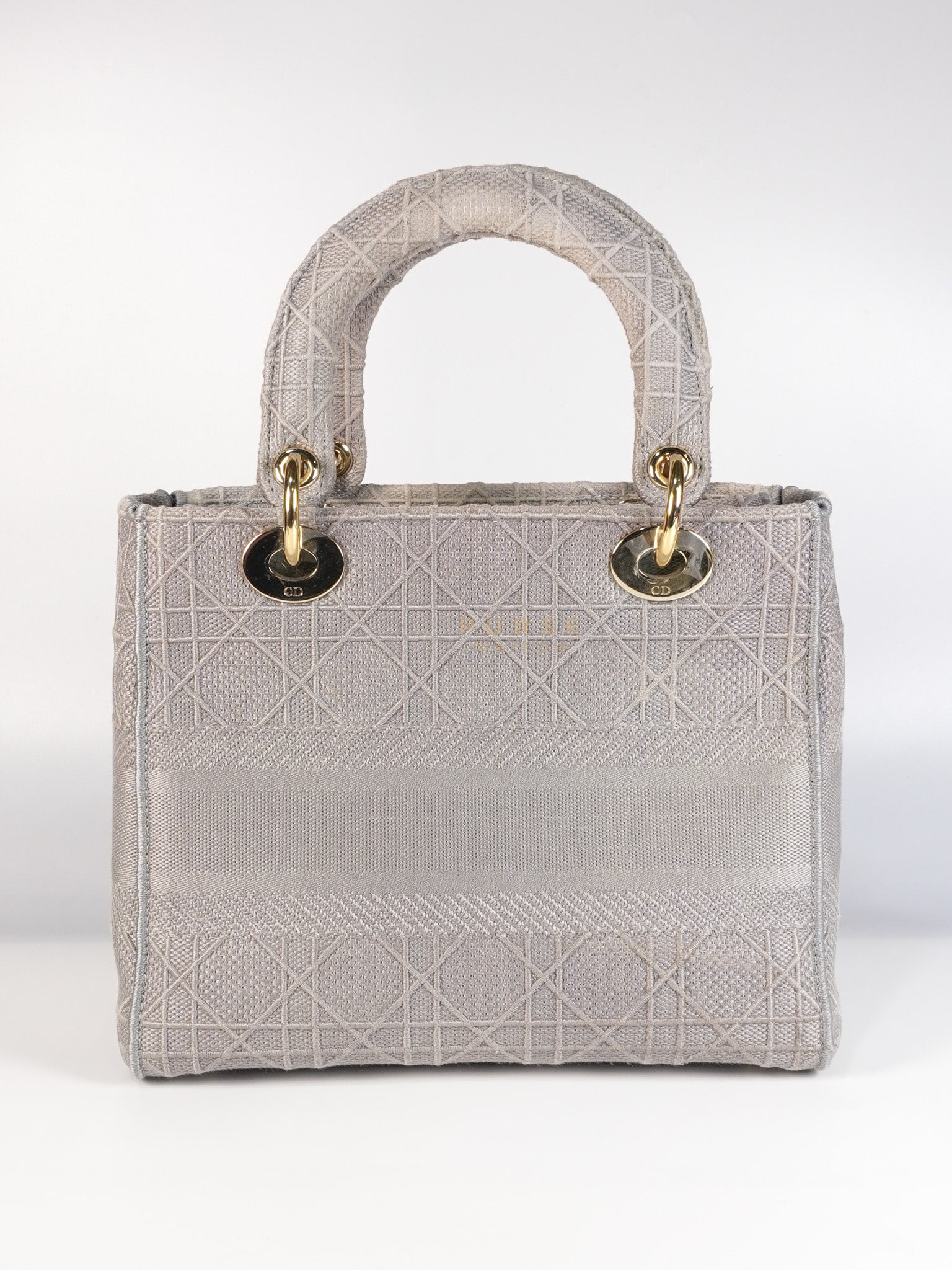 Lady D-Lite in Medium Gray Canvas and Light Gold Hardware | Purse Maison Luxury Bags Shop