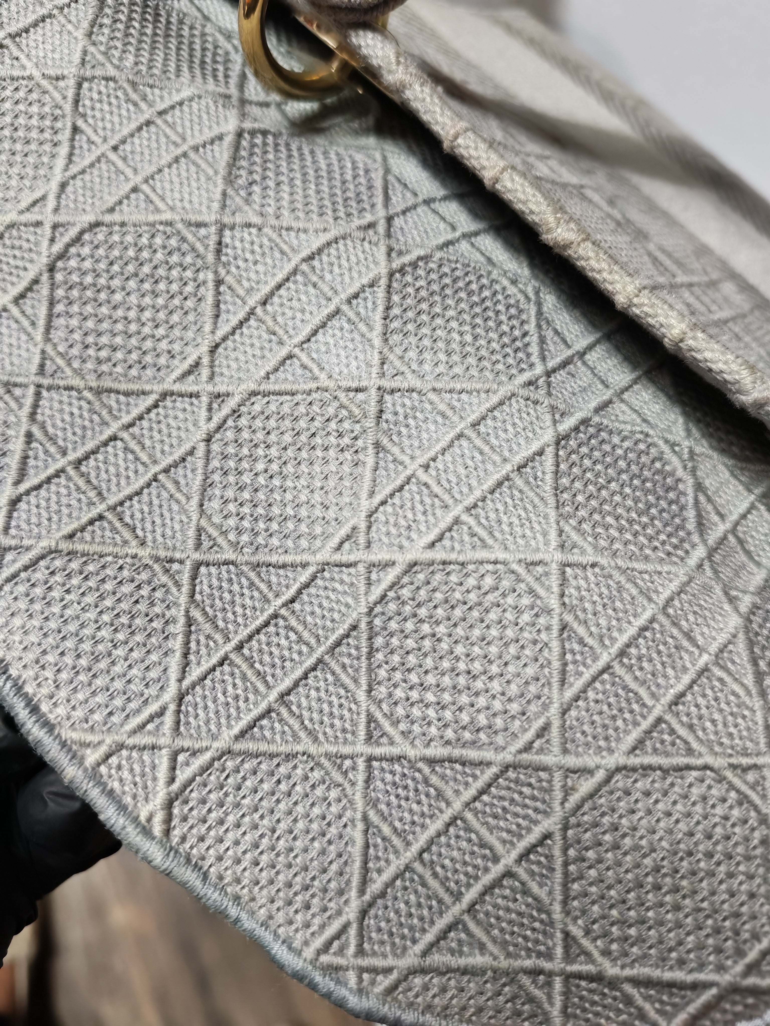 Lady D-Lite in Medium Gray Canvas and Light Gold Hardware | Purse Maison Luxury Bags Shop