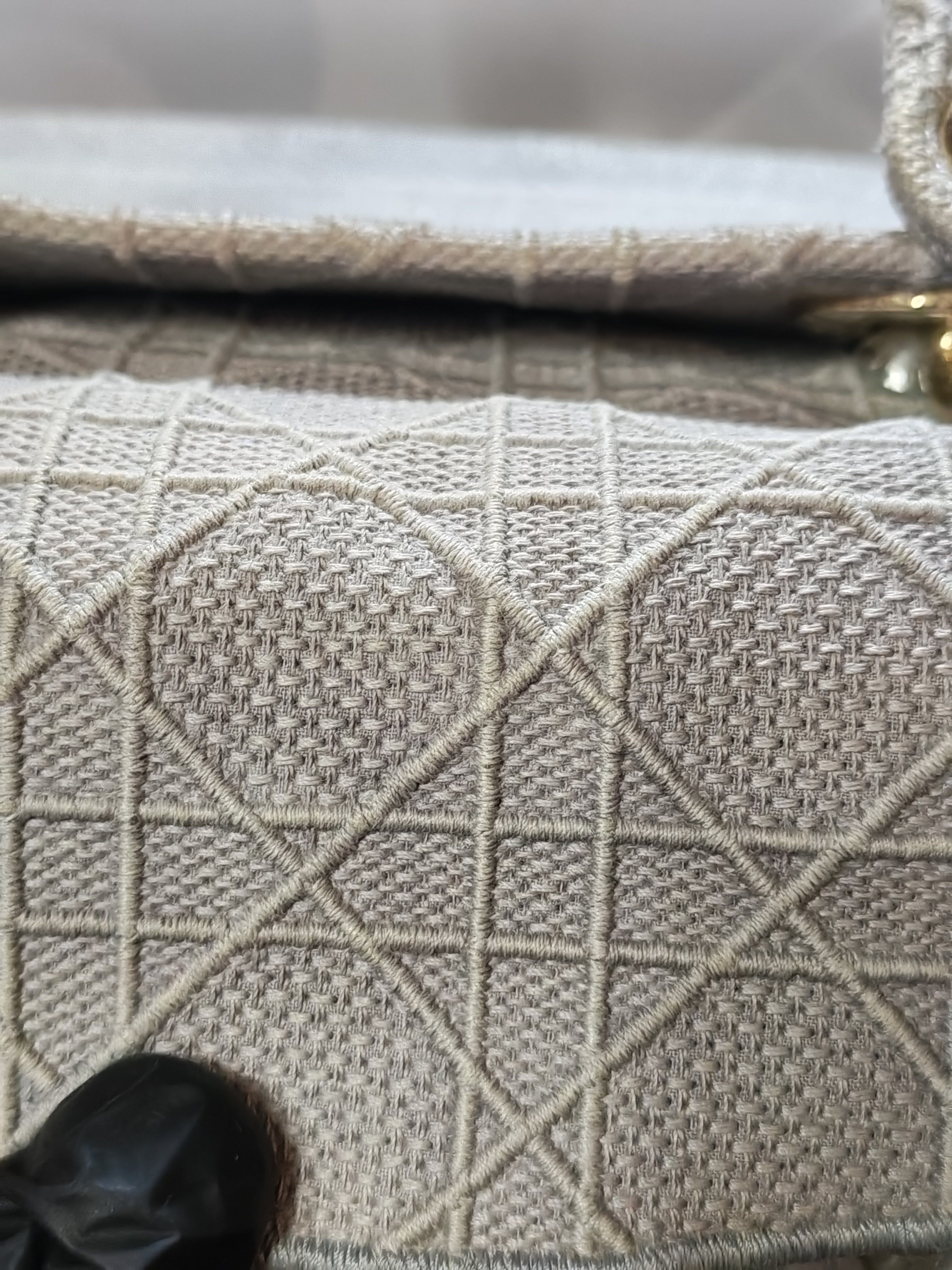 Lady D-Lite in Medium Gray Canvas and Light Gold Hardware | Purse Maison Luxury Bags Shop