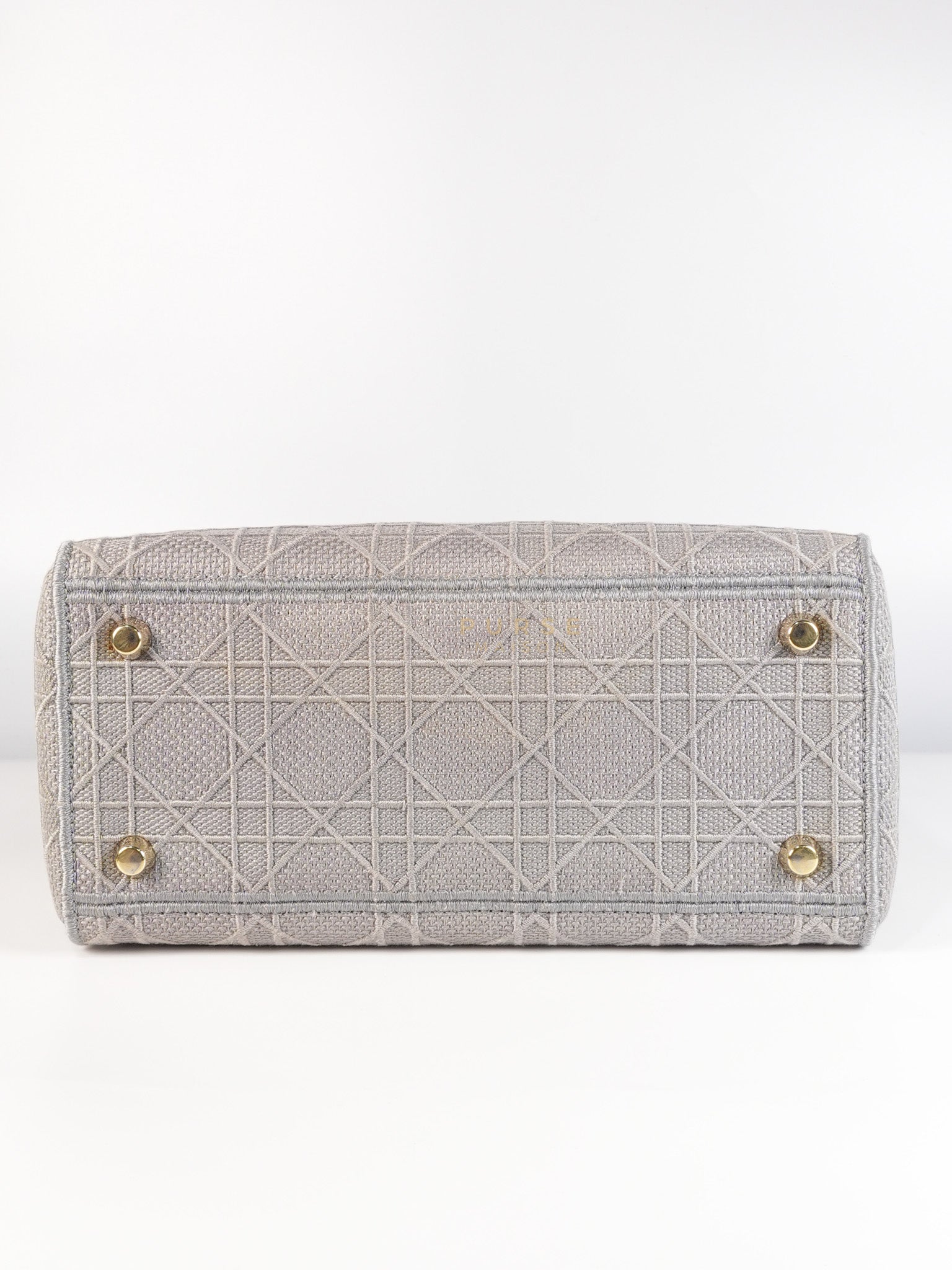 Lady D-Lite in Medium Gray Canvas and Light Gold Hardware | Purse Maison Luxury Bags Shop