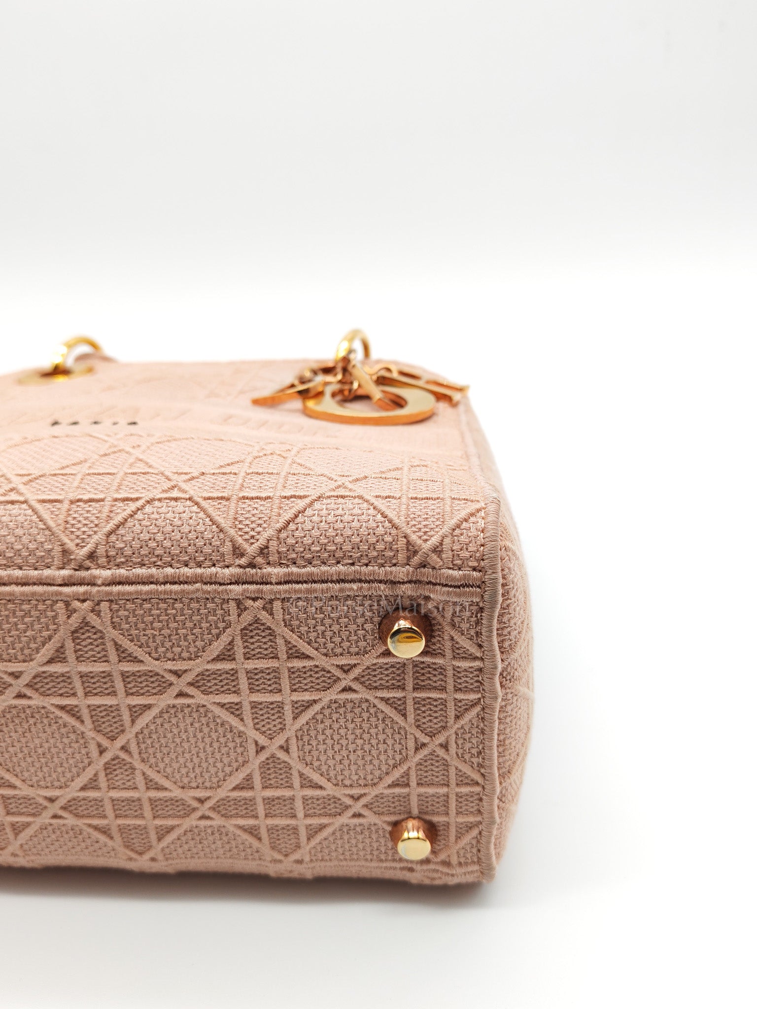 Lady D-Lite Medium in Blush Rose Canvas and Rose Gold Hardware Shoulder Bag | Purse Maison Luxury Bags Shop