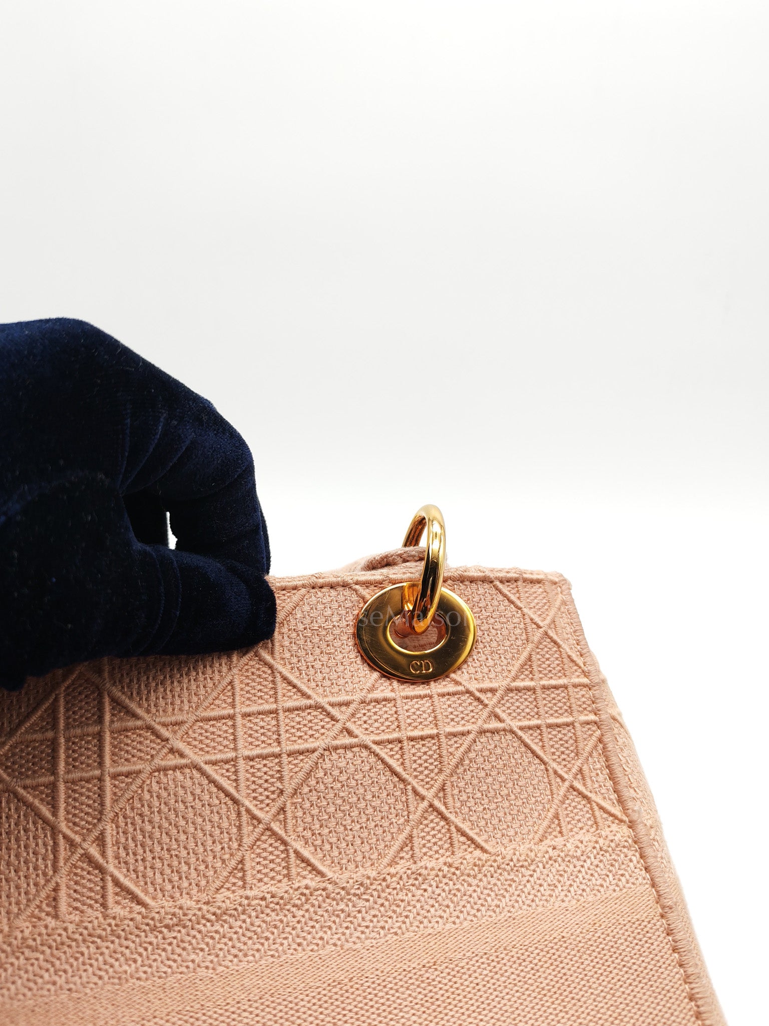 Lady D-Lite Medium in Blush Rose Canvas and Rose Gold Hardware Shoulder Bag | Purse Maison Luxury Bags Shop