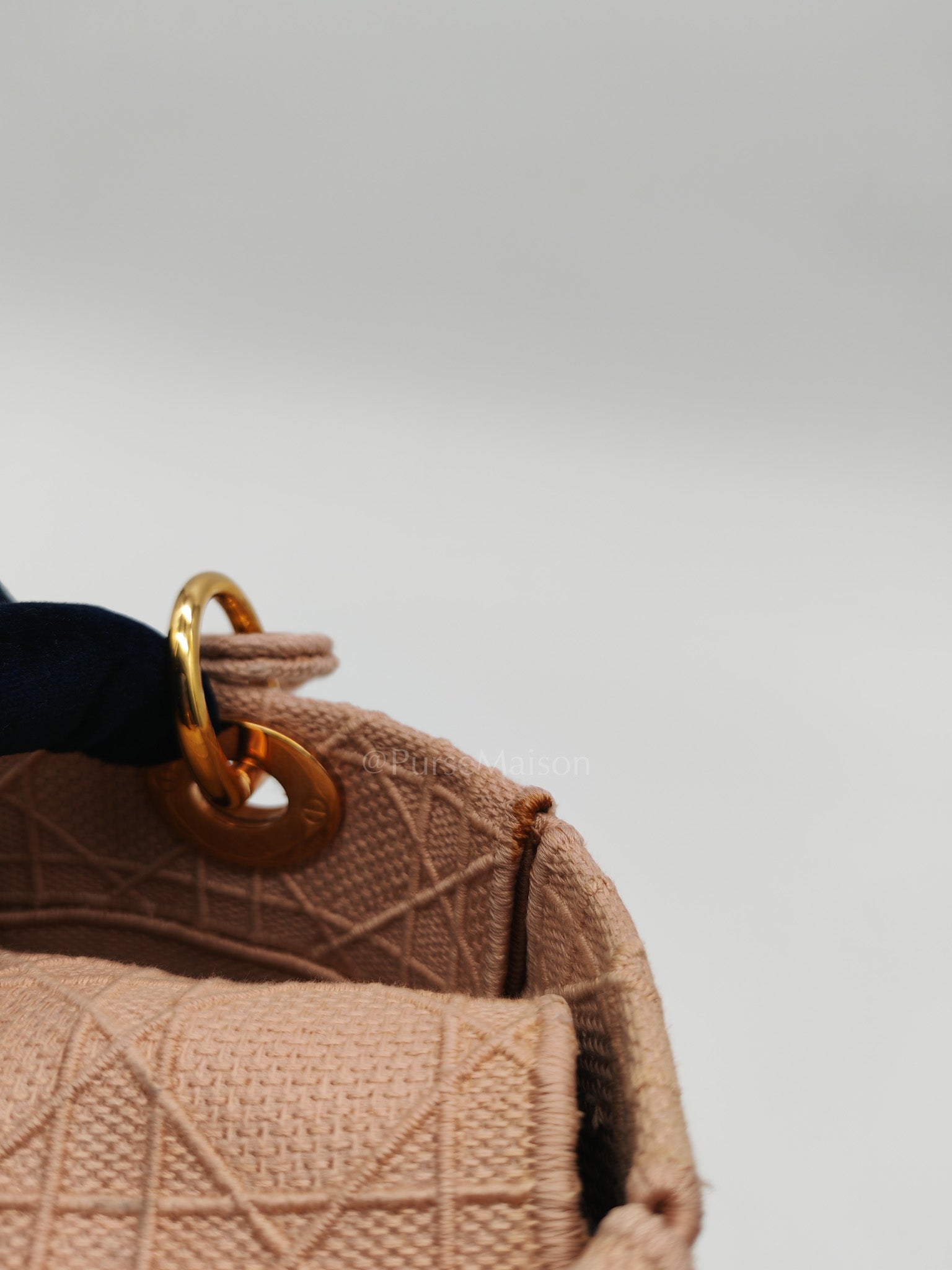 Lady D-Lite Medium in Blush Rose Canvas and Rose Gold Hardware Shoulder Bag | Purse Maison Luxury Bags Shop