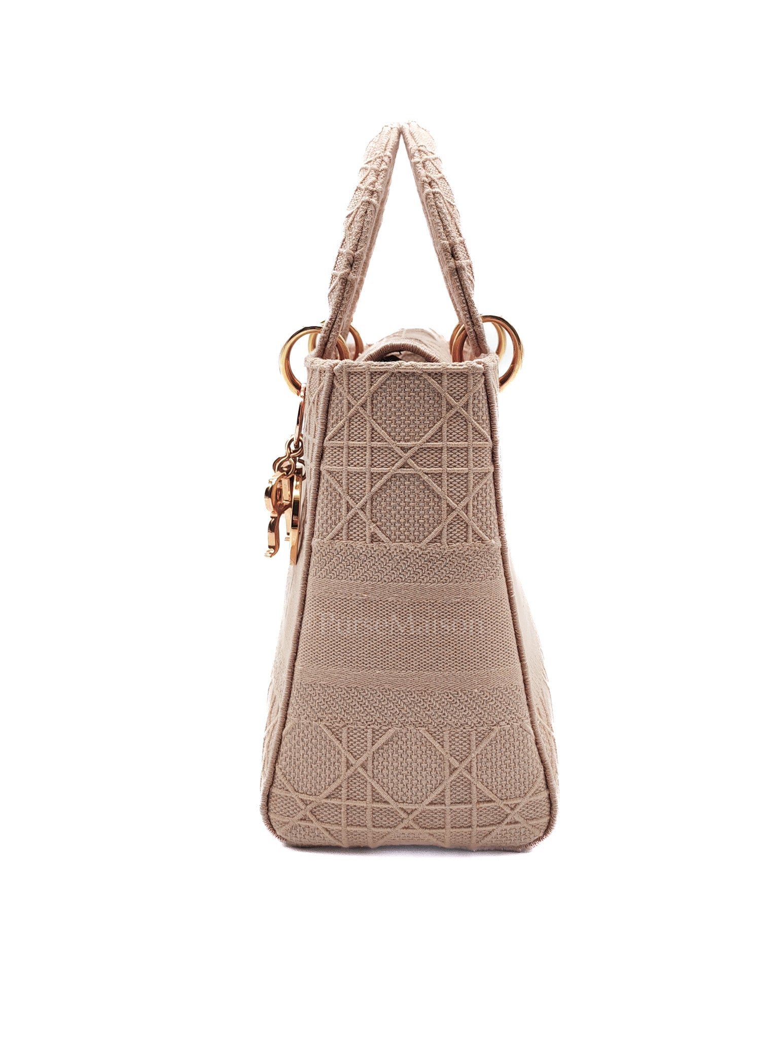 Lady D-Lite Medium in Blush Rose Canvas and Rose Gold Hardware Shoulder Bag | Purse Maison Luxury Bags Shop