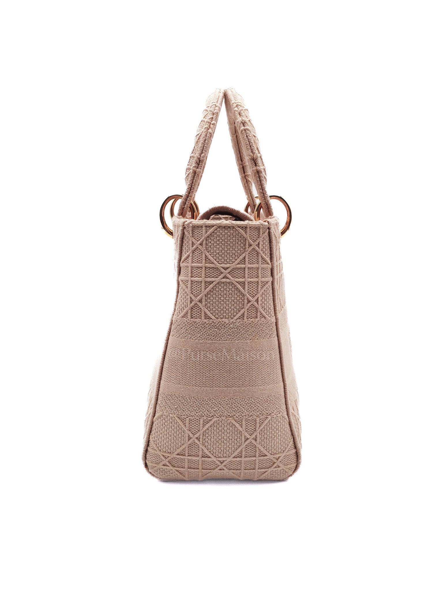 Lady D-Lite Medium in Blush Rose Canvas and Rose Gold Hardware Shoulder Bag | Purse Maison Luxury Bags Shop