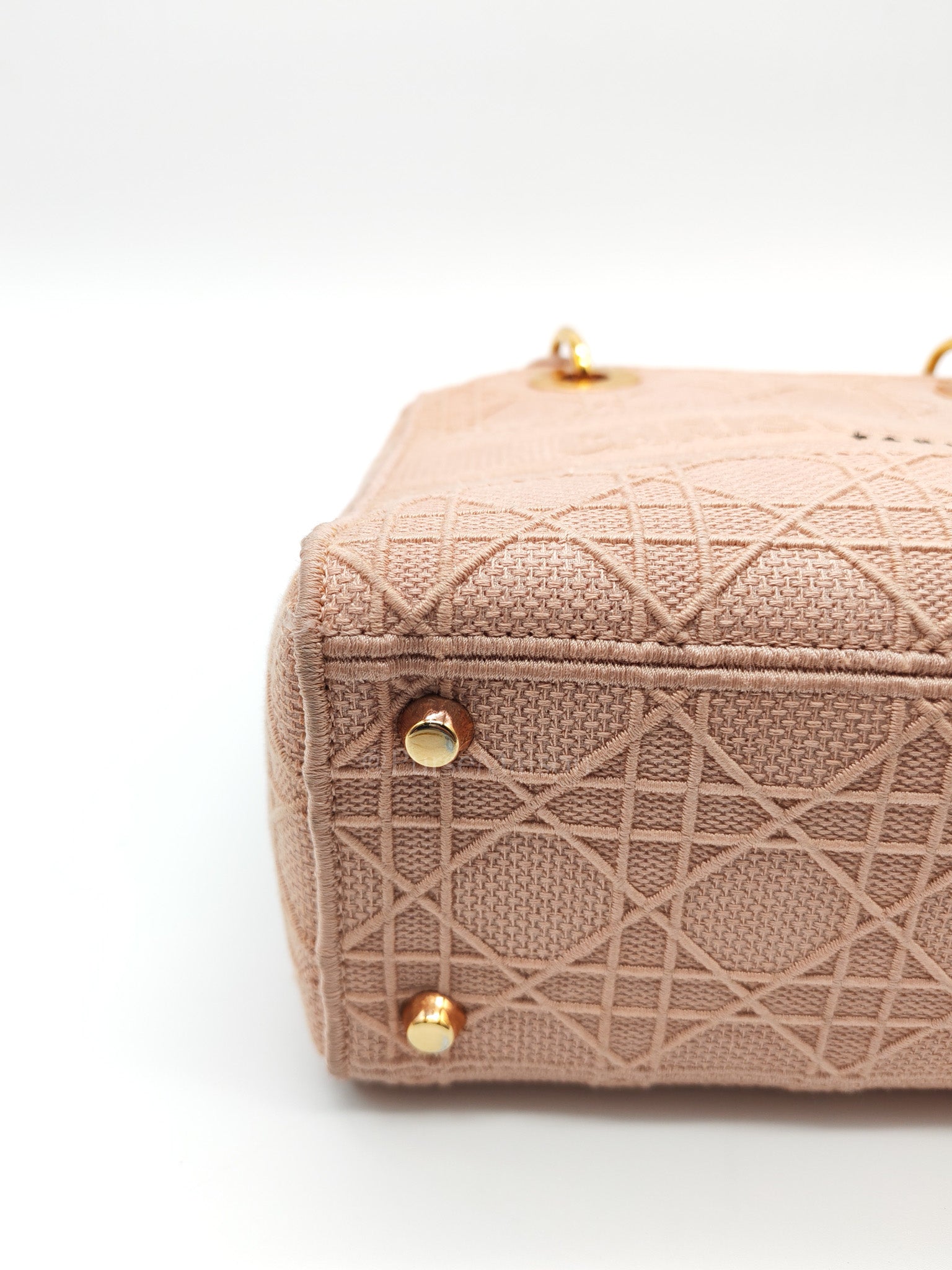 Lady D-Lite Medium in Blush Rose Canvas and Rose Gold Hardware Shoulder Bag | Purse Maison Luxury Bags Shop