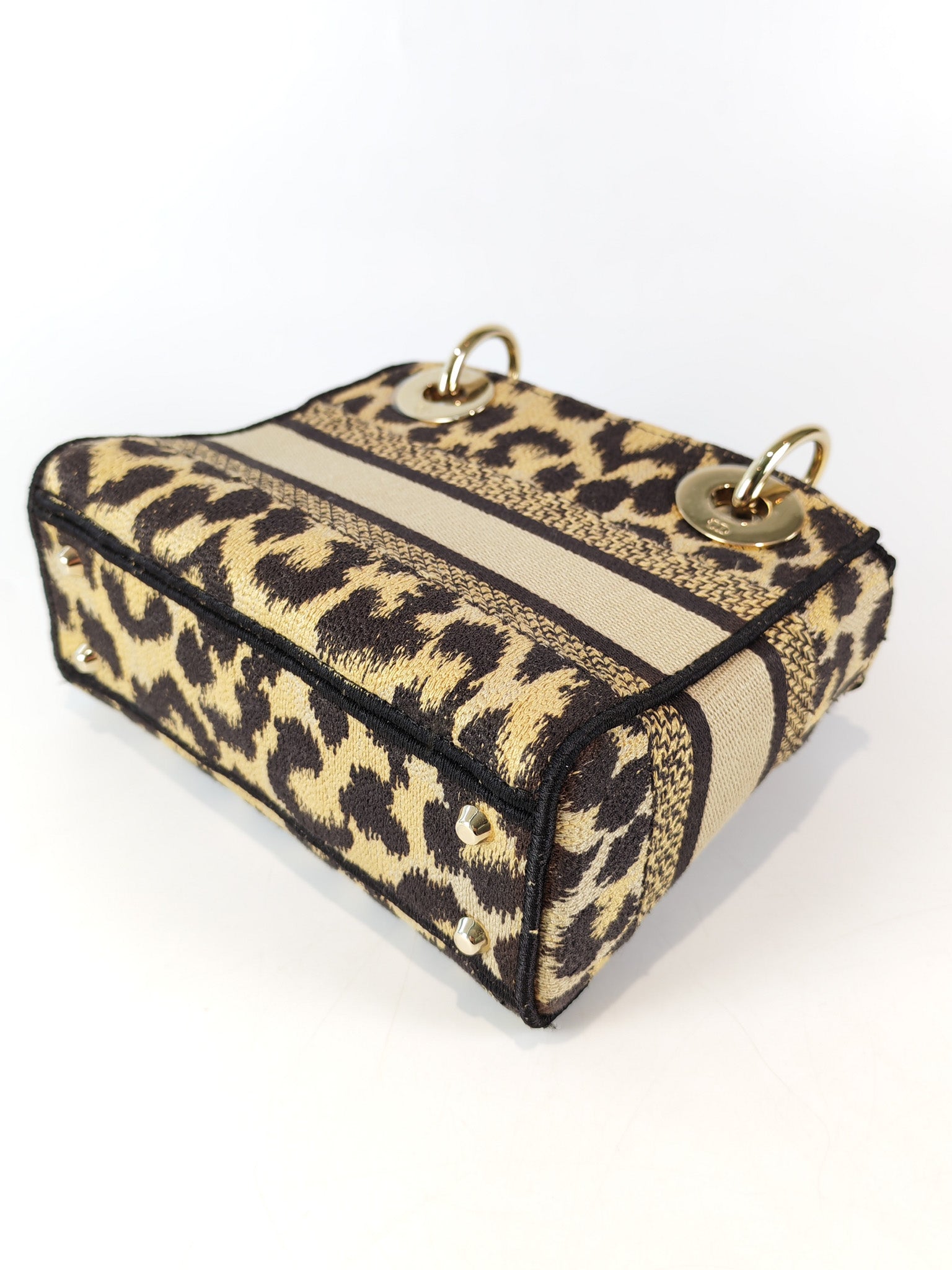Lady D-lite Mini in Mizza Leopard Embroidered Canvas | Purse Maison Luxury Bags Shop