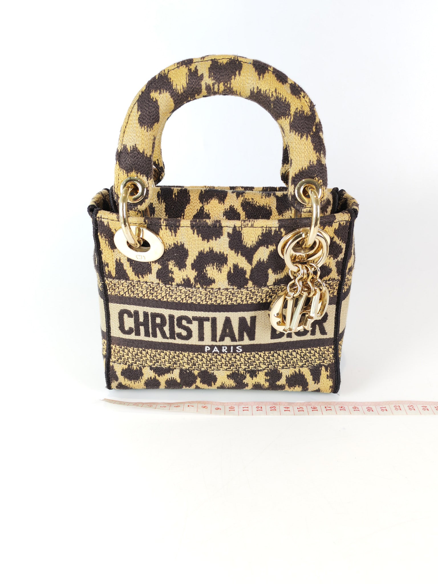 Lady D-lite Mini in Mizza Leopard Embroidered Canvas | Purse Maison Luxury Bags Shop