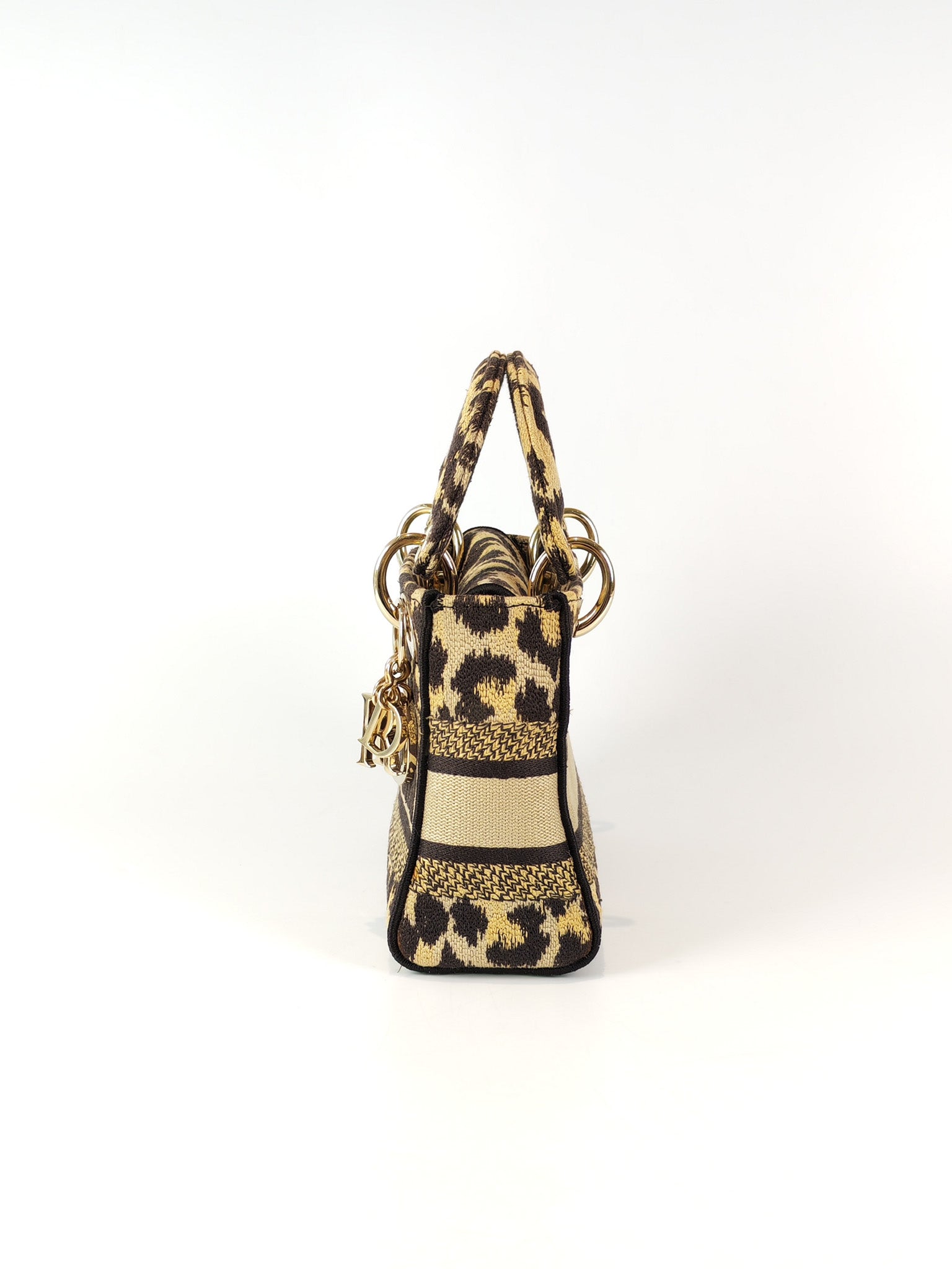 Lady D-lite Mini in Mizza Leopard Embroidered Canvas | Purse Maison Luxury Bags Shop