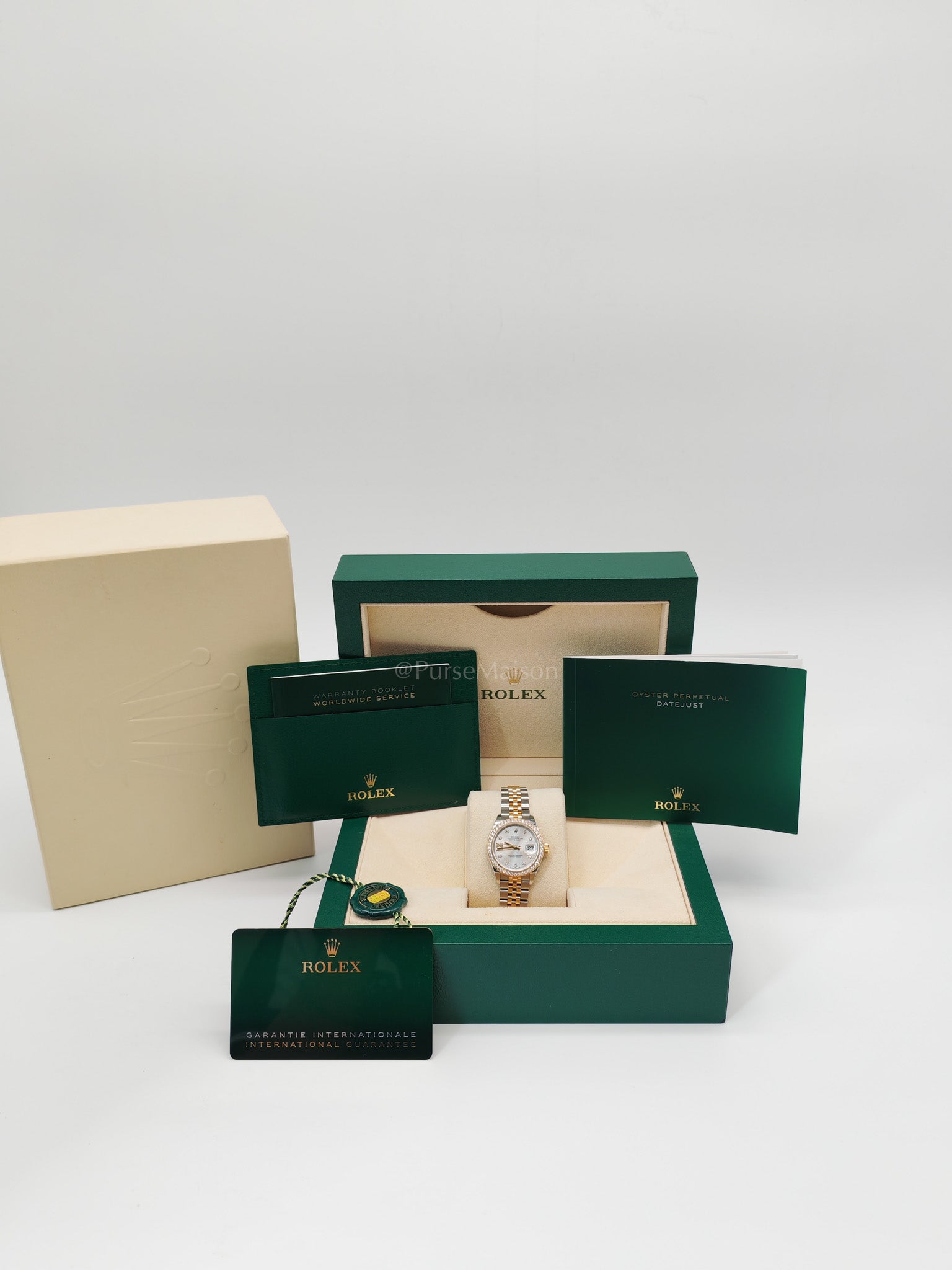 Lady Datejust 28mm Oyster Perpetual Yellow Gold and Diamonds Two-toned Jubilee Stainless Steel Strap Year 2024 (Reference No. 279383RBR) | Purse Maison Luxury Bags Shop