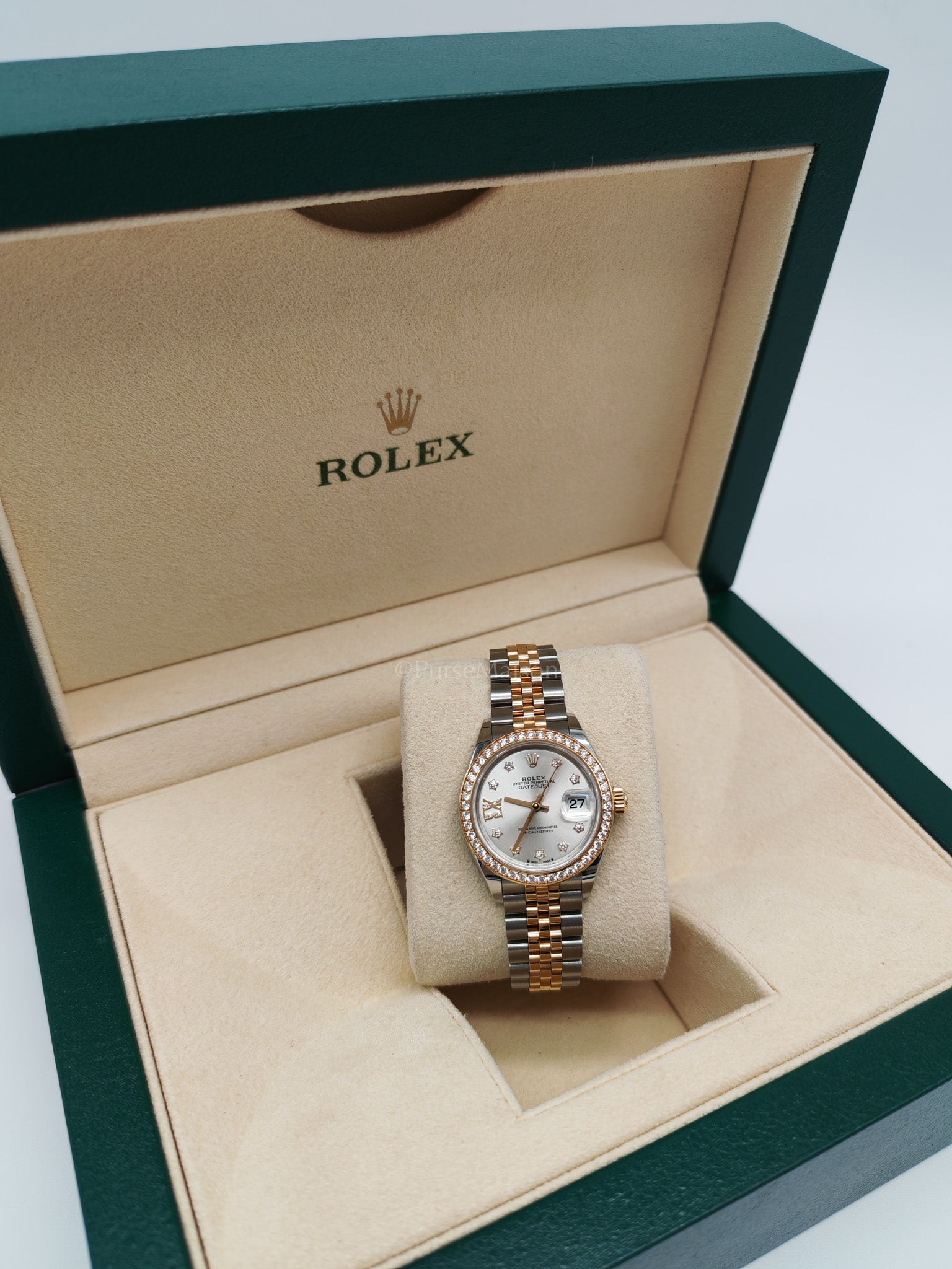 Lady Datejust 28mm Oyster Perpetual Yellow Gold and Diamonds Two-toned Jubilee Stainless Steel Strap Year 2024 (Reference No. 279383RBR) | Purse Maison Luxury Bags Shop