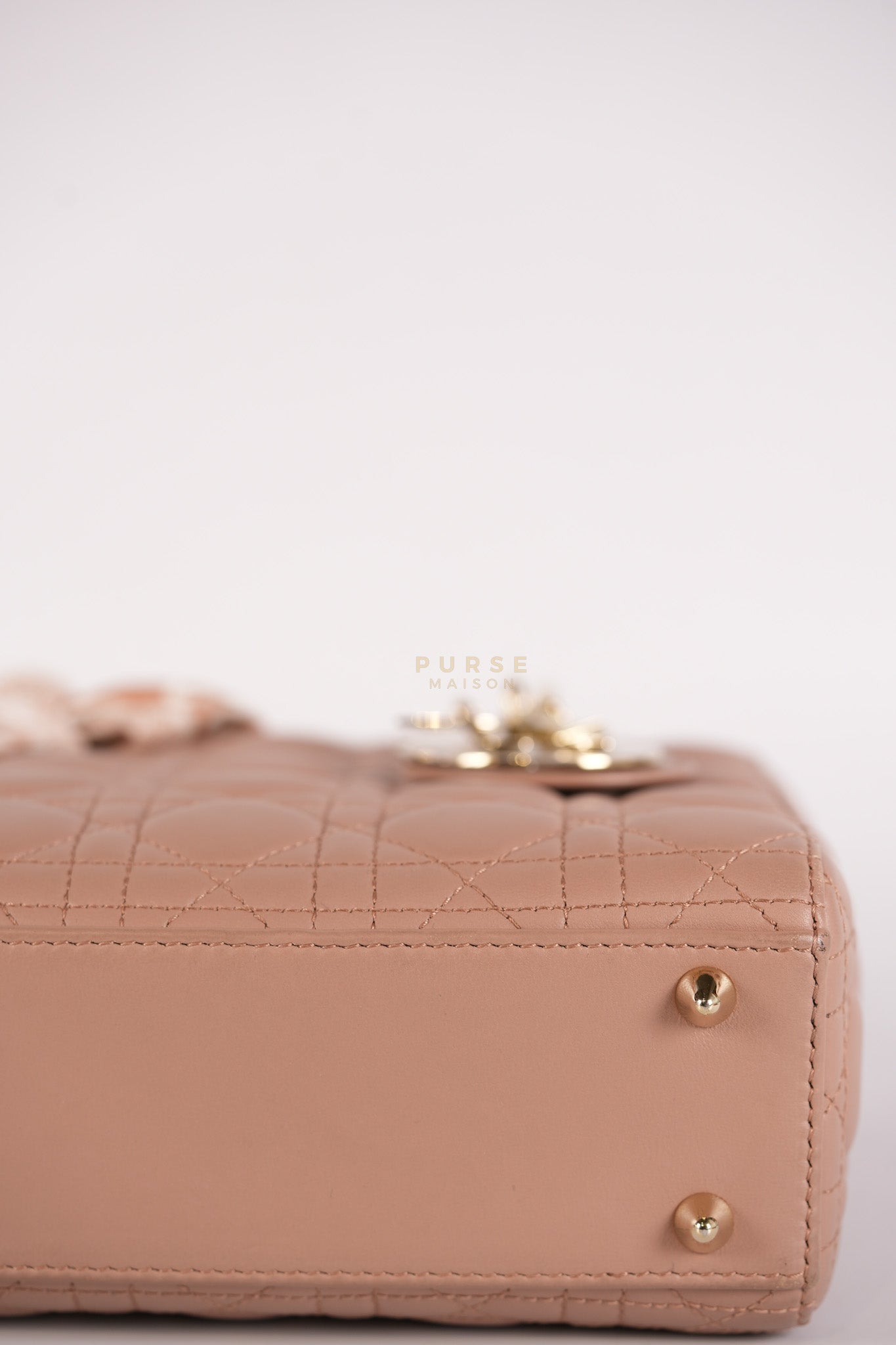 Lady Dior ABCDior Small in Blush Pink Cannage Lambskin Leather Light Gold Hardware | Purse Maison Luxury Bags Shop