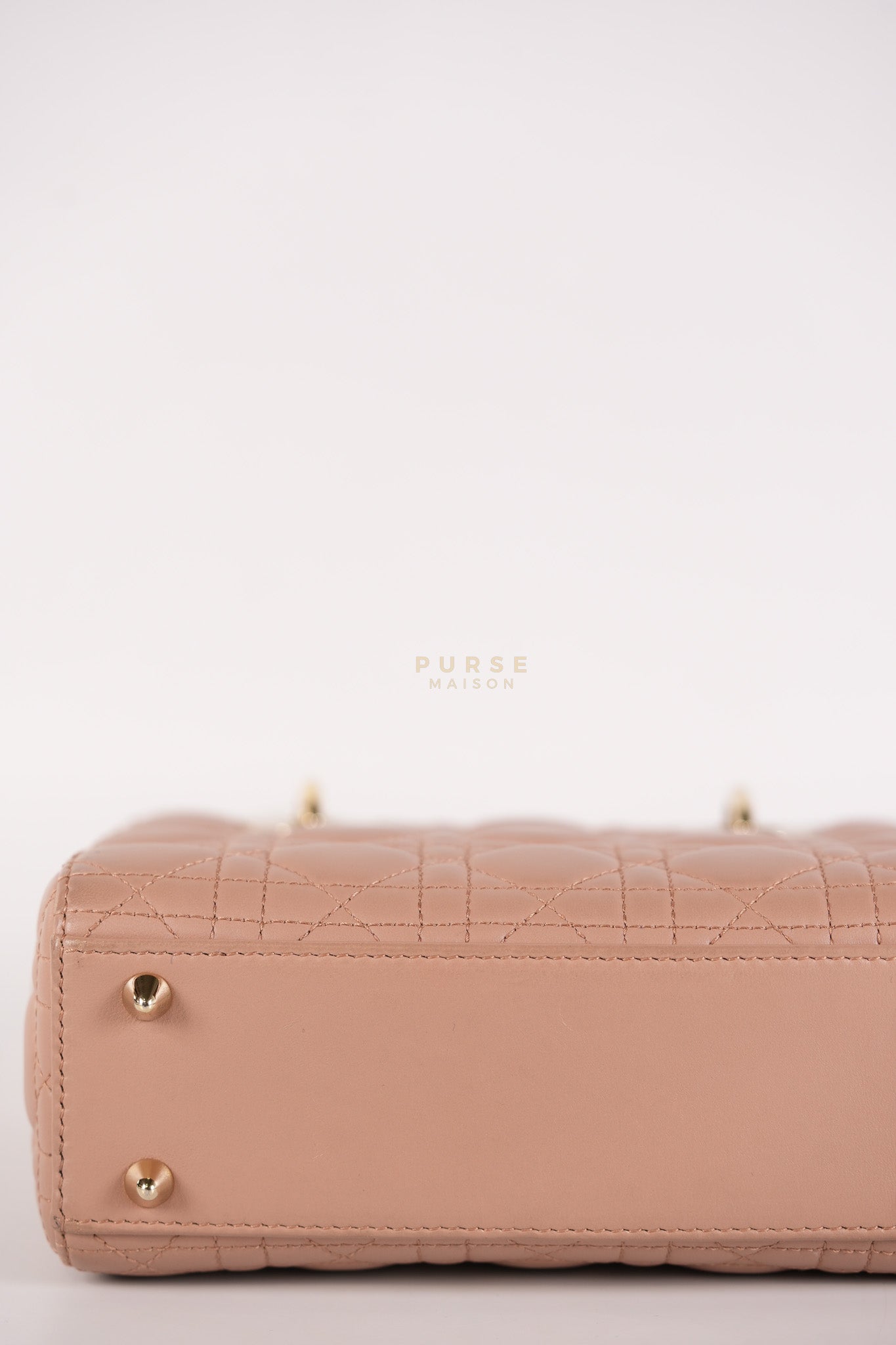 Lady Dior ABCDior Small in Blush Pink Cannage Lambskin Leather Light Gold Hardware | Purse Maison Luxury Bags Shop