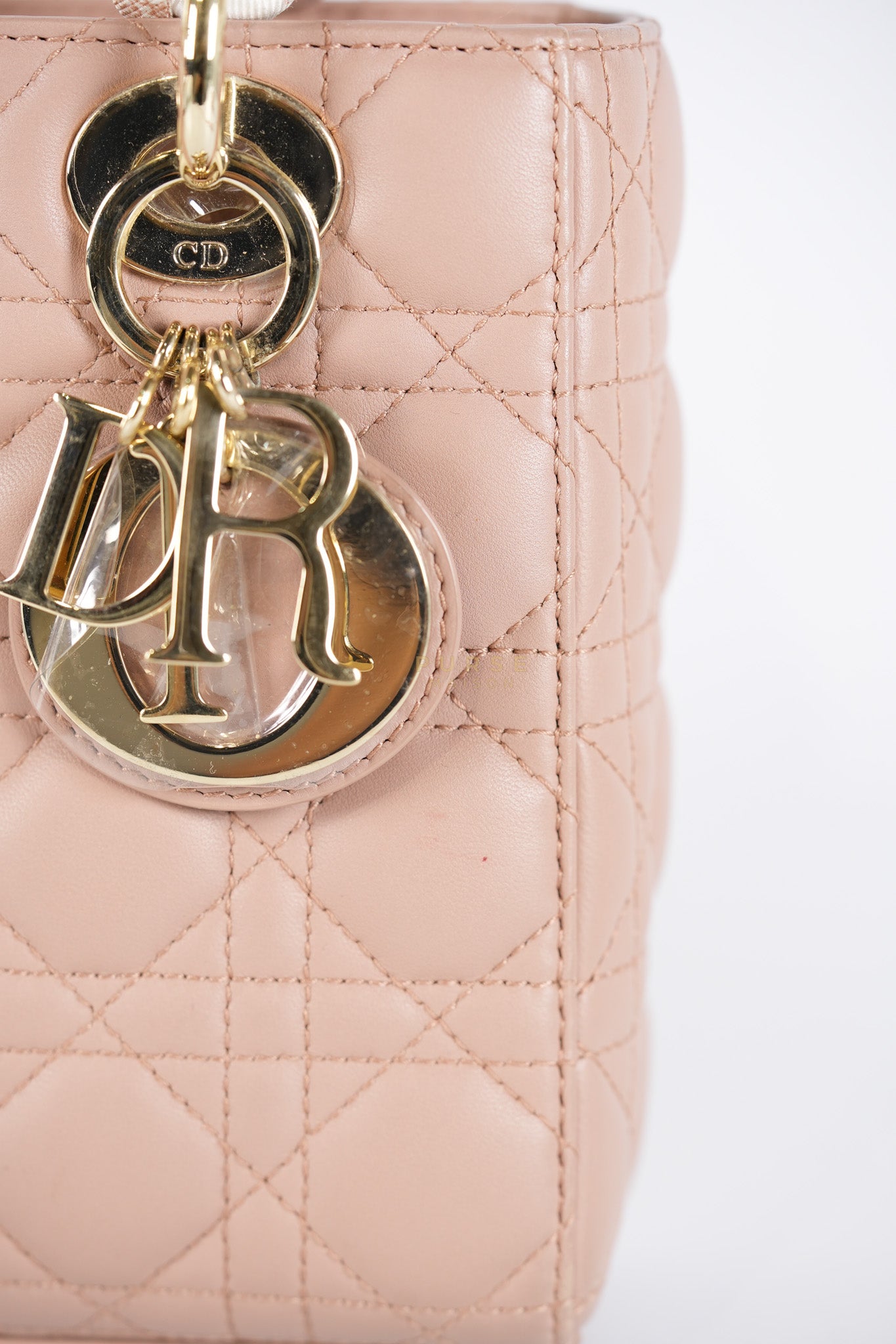 Lady Dior ABCDior Small in Blush Pink Cannage Lambskin Leather Light Gold Hardware | Purse Maison Luxury Bags Shop
