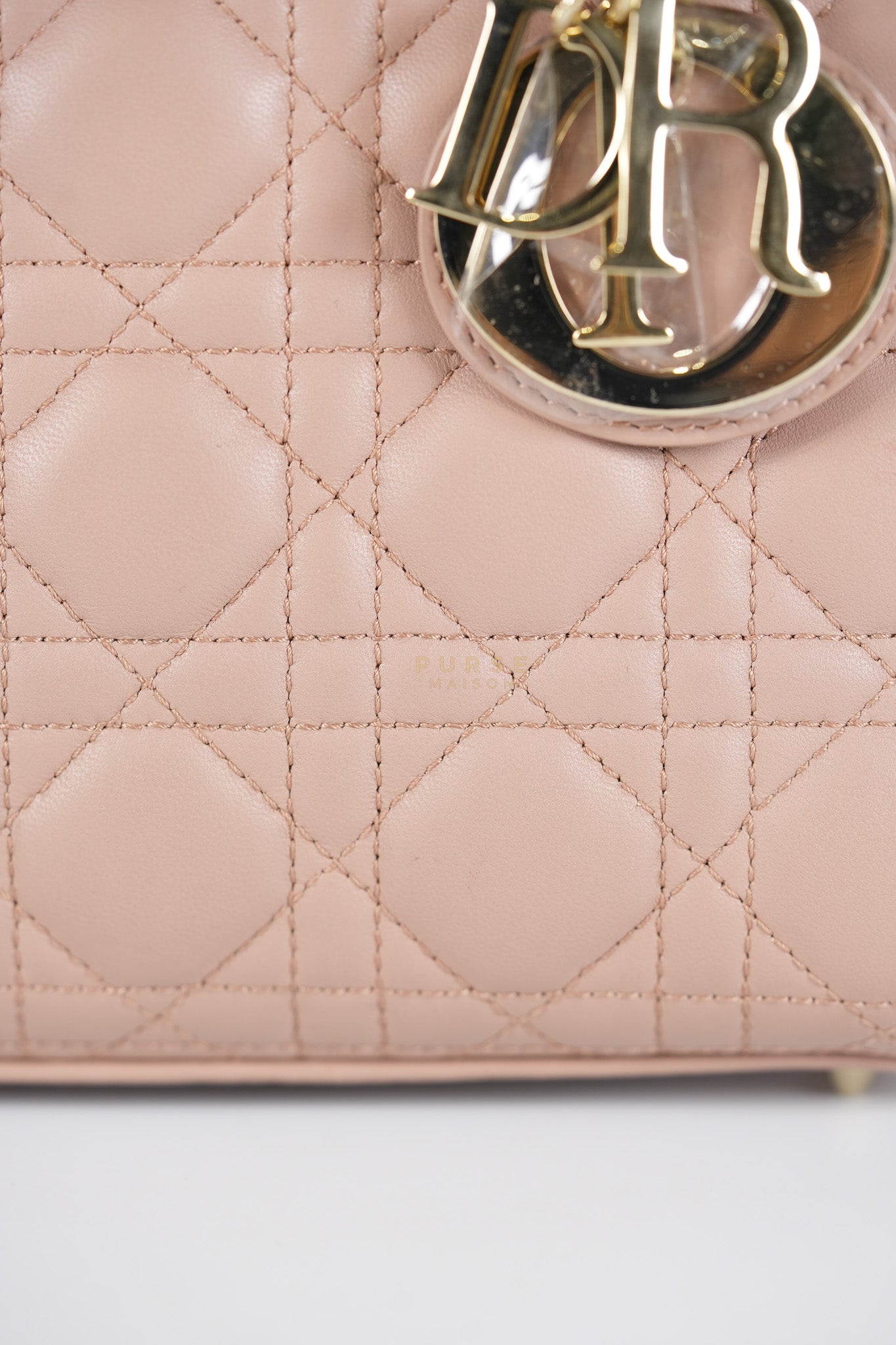 Lady Dior ABCDior Small in Blush Pink Cannage Lambskin Leather Light Gold Hardware | Purse Maison Luxury Bags Shop