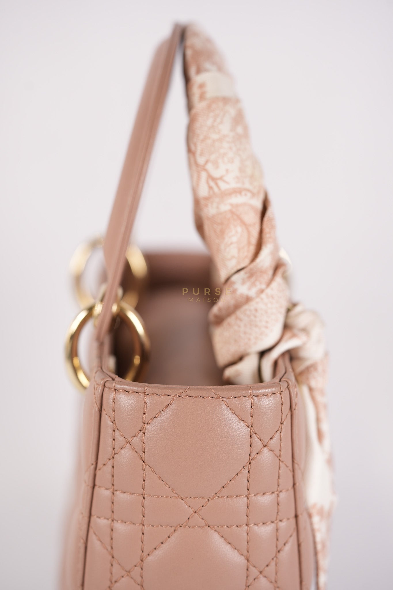 Lady Dior ABCDior Small in Blush Pink Cannage Lambskin Leather Light Gold Hardware | Purse Maison Luxury Bags Shop