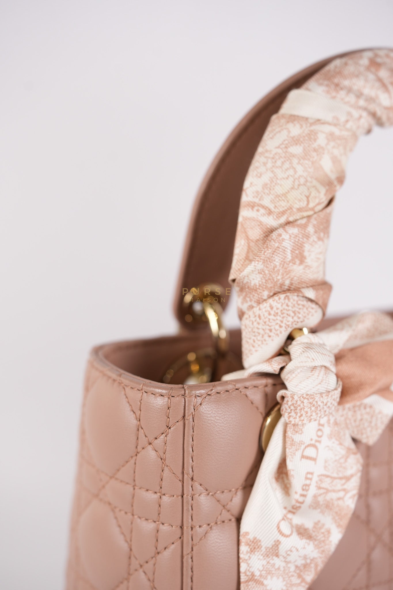 Lady Dior ABCDior Small in Blush Pink Cannage Lambskin Leather Light Gold Hardware | Purse Maison Luxury Bags Shop