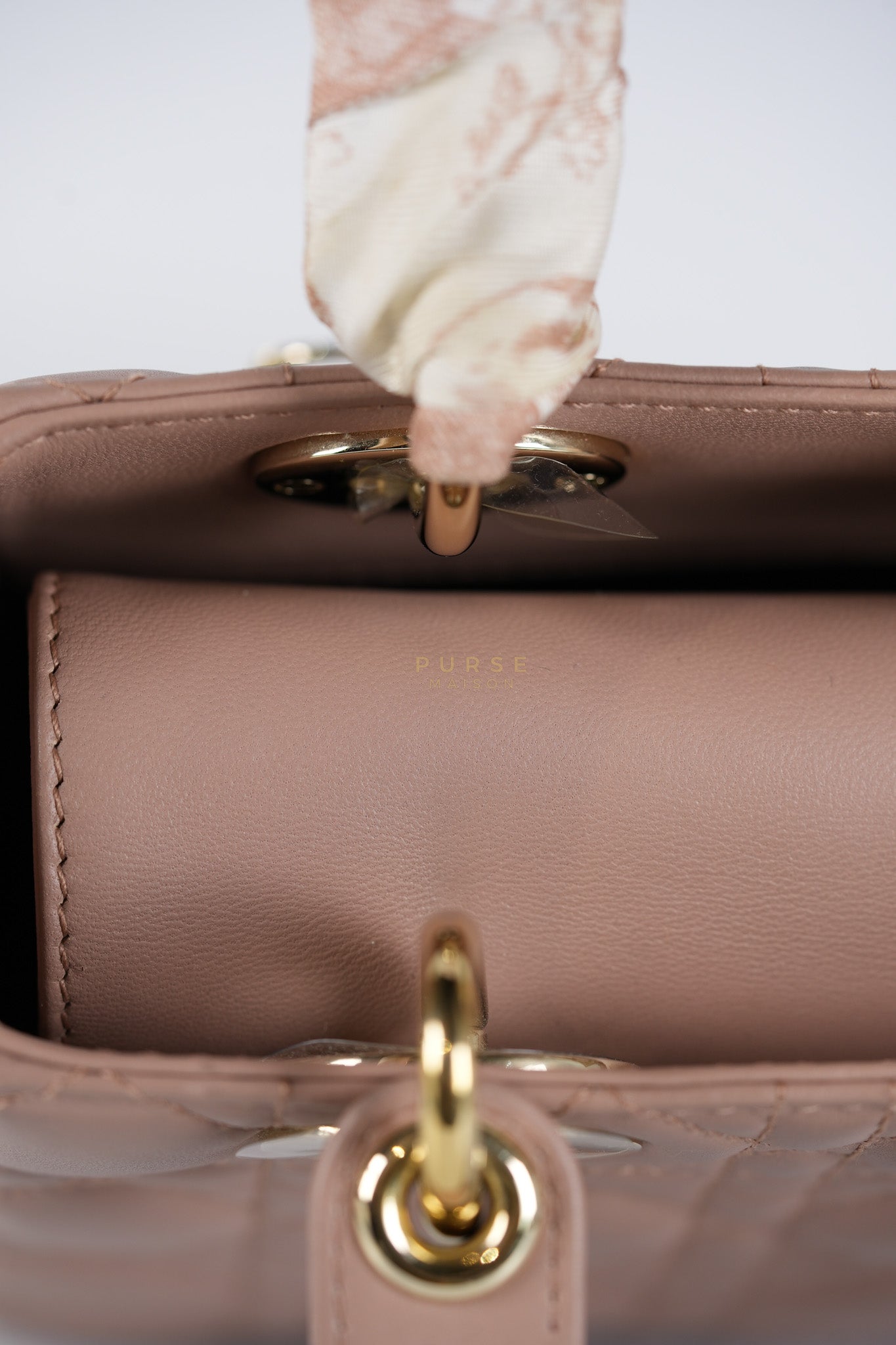 Lady Dior ABCDior Small in Blush Pink Cannage Lambskin Leather Light Gold Hardware | Purse Maison Luxury Bags Shop