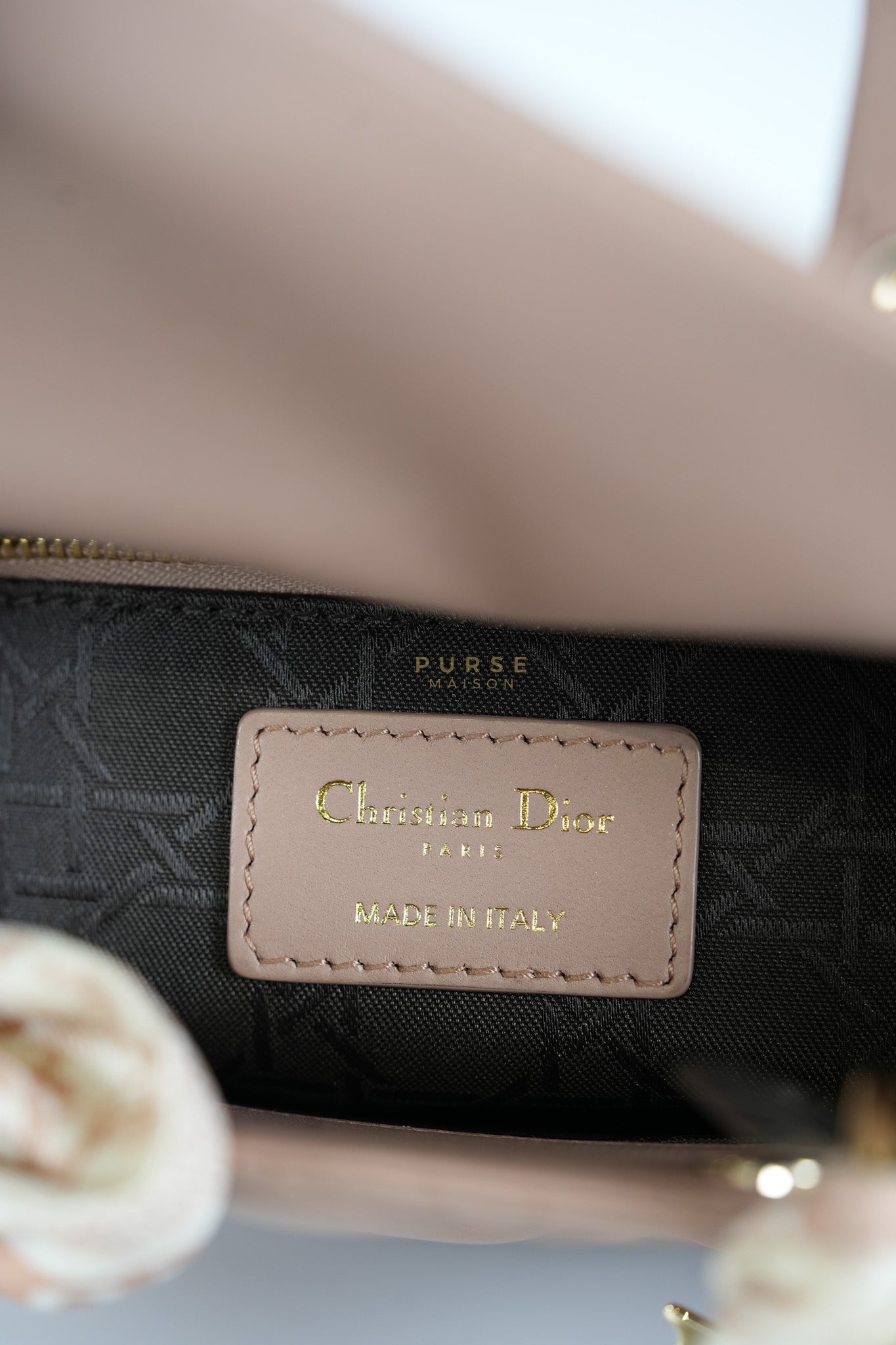 Lady Dior ABCDior Small in Blush Pink Cannage Lambskin Leather Light Gold Hardware | Purse Maison Luxury Bags Shop