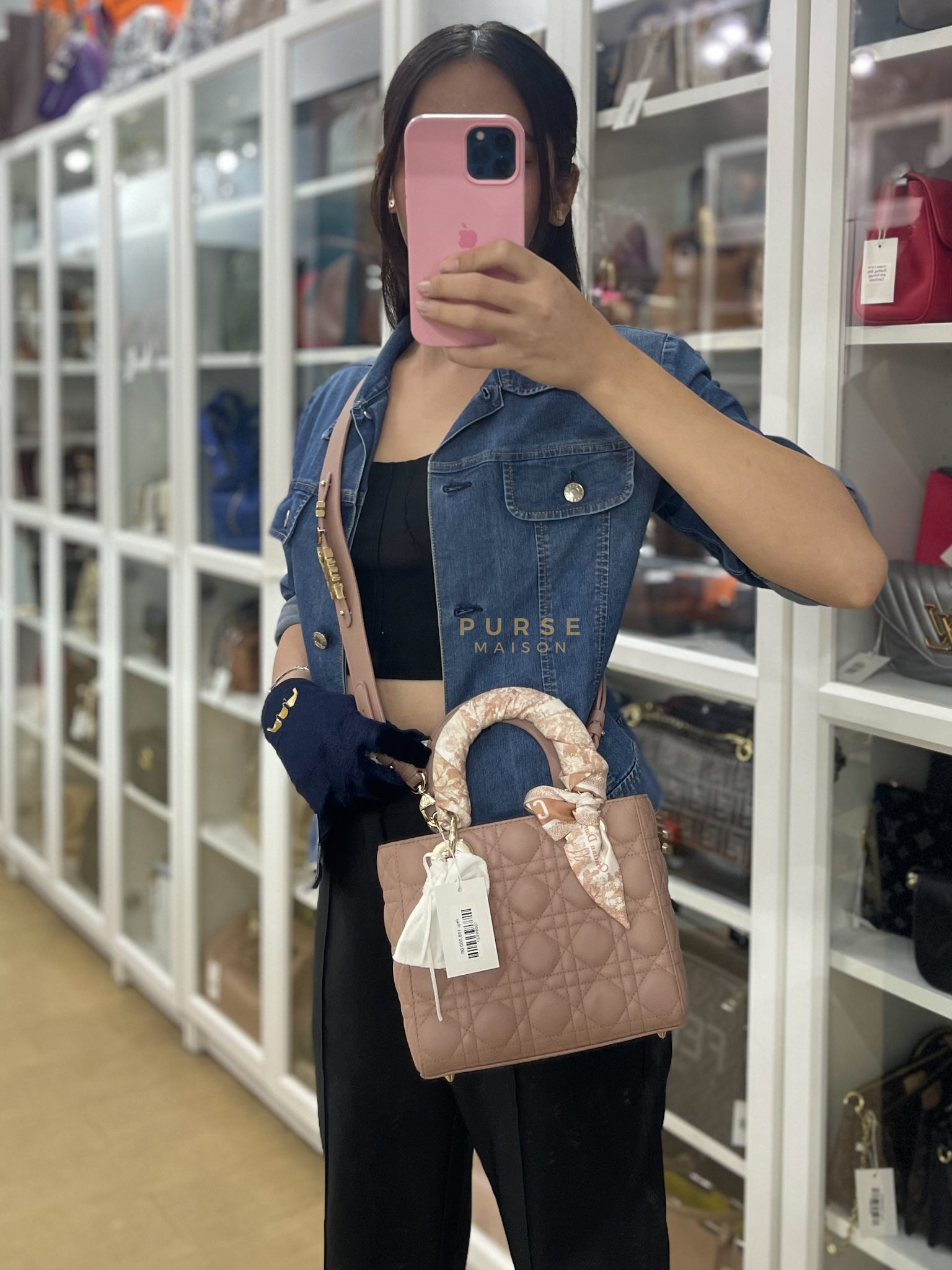 Lady Dior ABCDior Small in Blush Pink Cannage Lambskin Leather Light Gold Hardware | Purse Maison Luxury Bags Shop