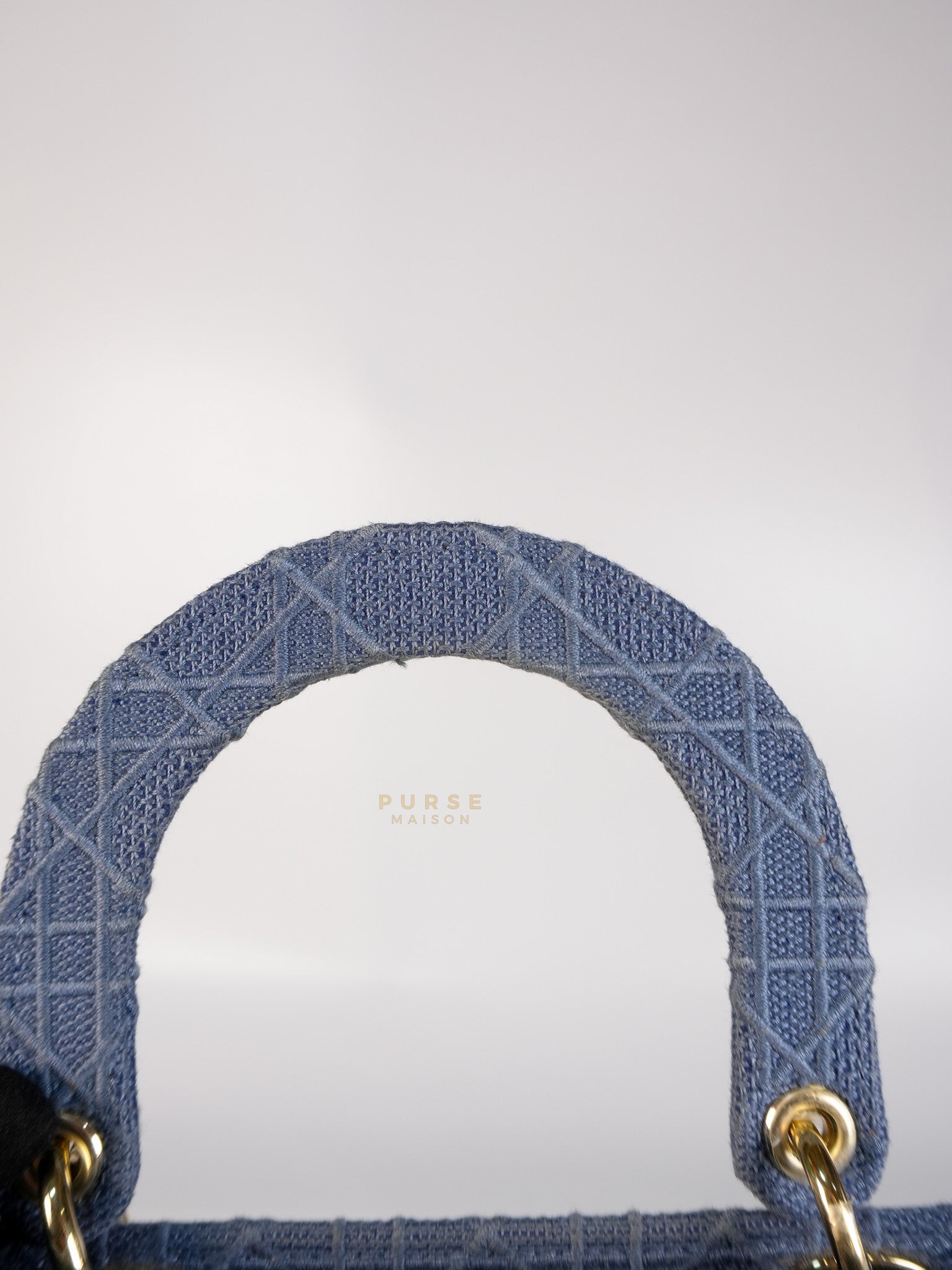 Lady Dior D-Lite Blue Medium Embroidered Cannage Quilt Canvas | Purse Maison Luxury Bags Shop