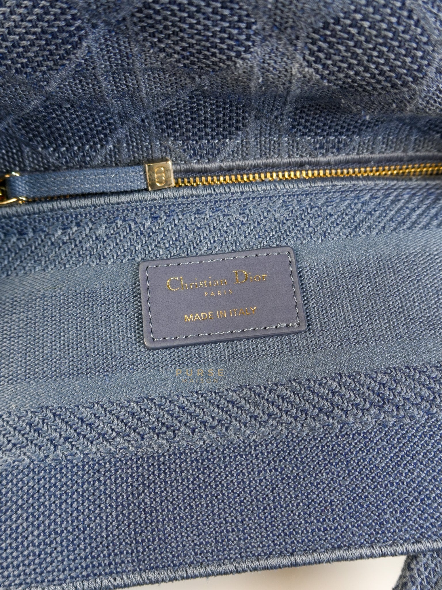 Lady Dior D-Lite Blue Medium Embroidered Cannage Quilt Canvas | Purse Maison Luxury Bags Shop