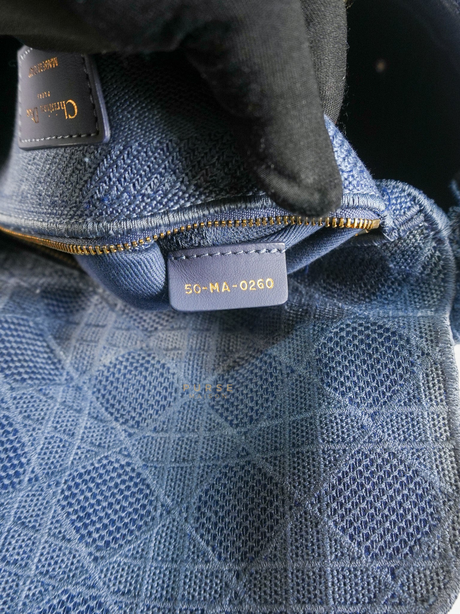 Lady Dior D-Lite Blue Medium Embroidered Cannage Quilt Canvas | Purse Maison Luxury Bags Shop