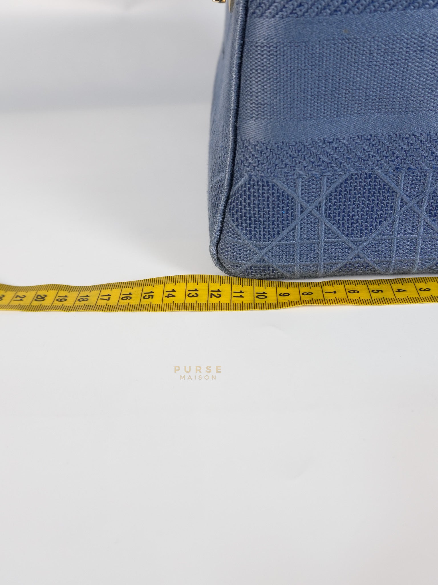 Lady Dior D-Lite Blue Medium Embroidered Cannage Quilt Canvas | Purse Maison Luxury Bags Shop