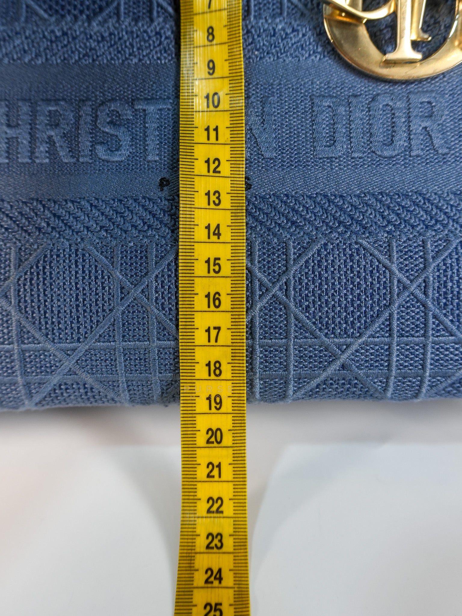 Lady Dior D-Lite Blue Medium Embroidered Cannage Quilt Canvas | Purse Maison Luxury Bags Shop