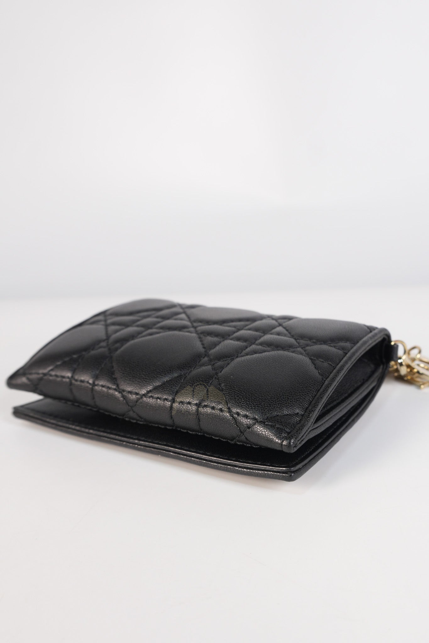Lady Dior Flap Card Holder in Black Quilted Cannage Lambskin Leather | Purse Maison Luxury Bags Shop