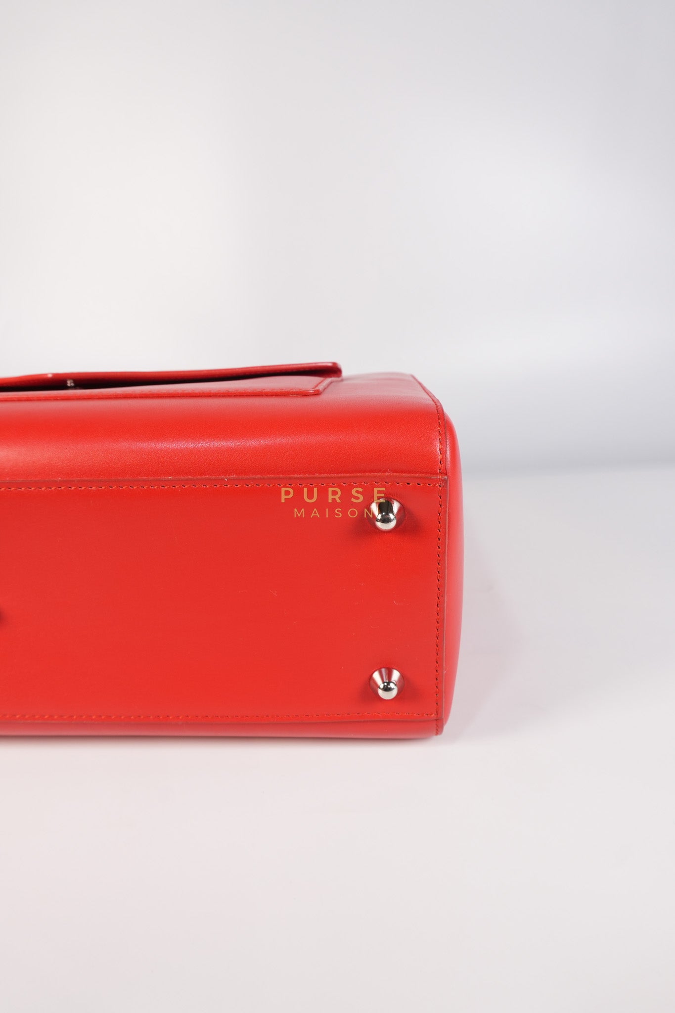 Lady Dior Front Pocket Large Tote Bag in Red Smooth Calfskin Leather & Silver Hardware | Purse Maison Luxury Bags Shop