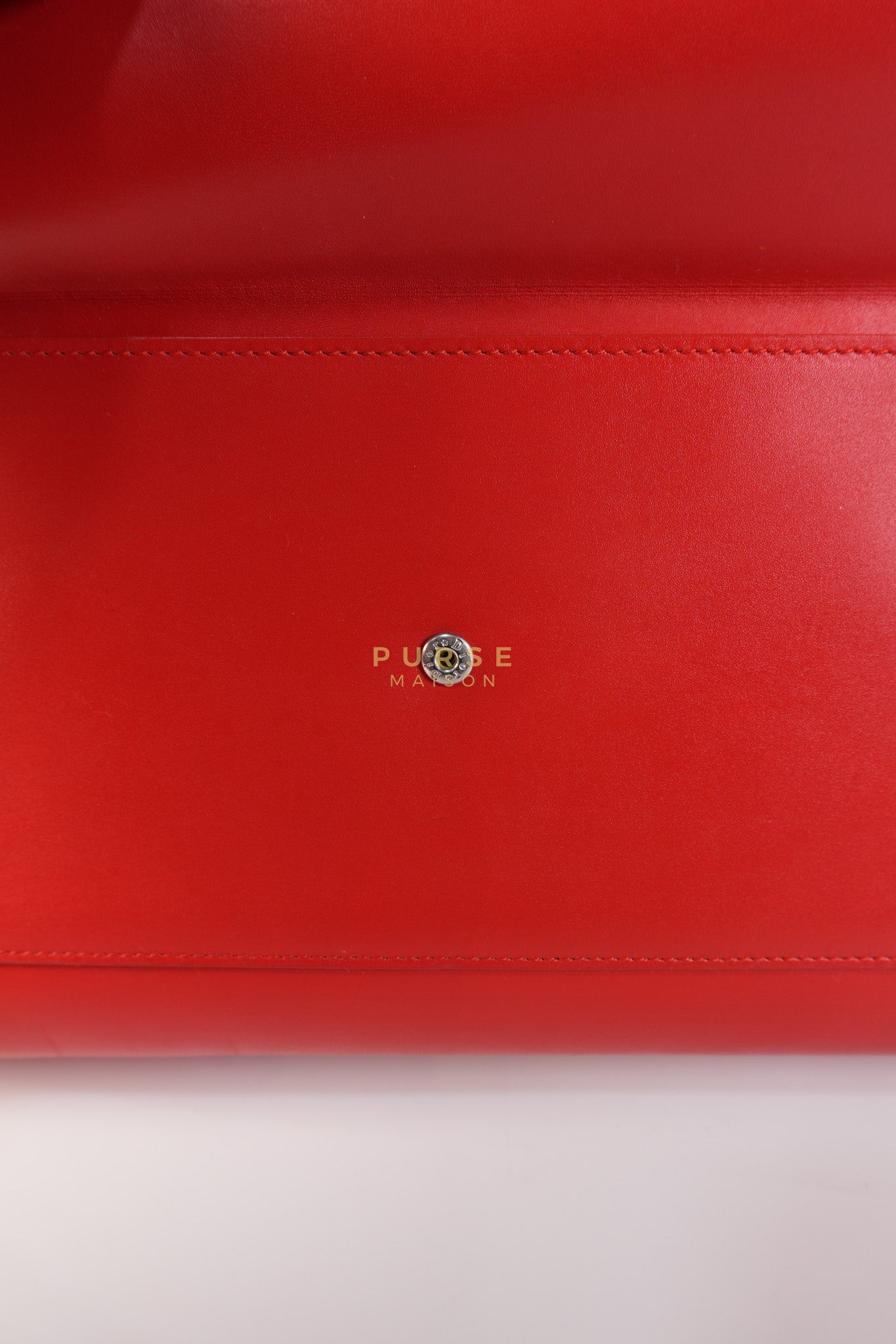 Lady Dior Front Pocket Large Tote Bag in Red Smooth Calfskin Leather & Silver Hardware | Purse Maison Luxury Bags Shop