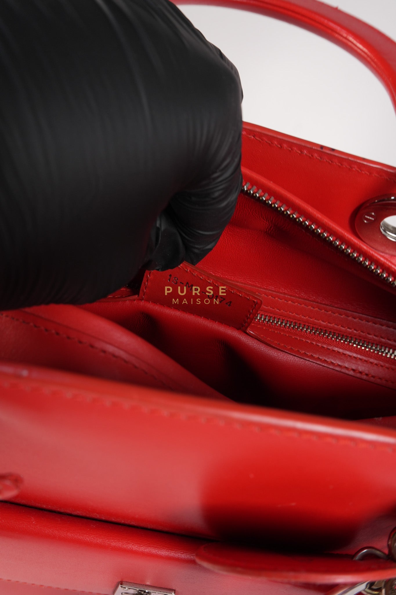 Lady Dior Front Pocket Large Tote Bag in Red Smooth Calfskin Leather & Silver Hardware | Purse Maison Luxury Bags Shop